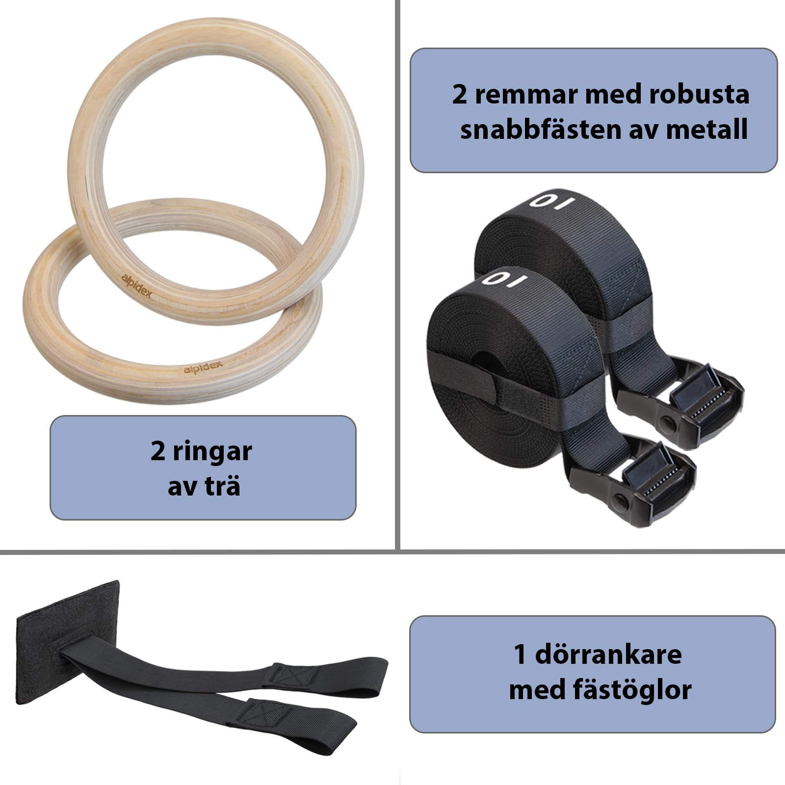 ALPIDEX trägymnastikringar gymnastikringar gym ringar inklusive dörrankare och fästremmar med längdmarkering | e-bok ingår