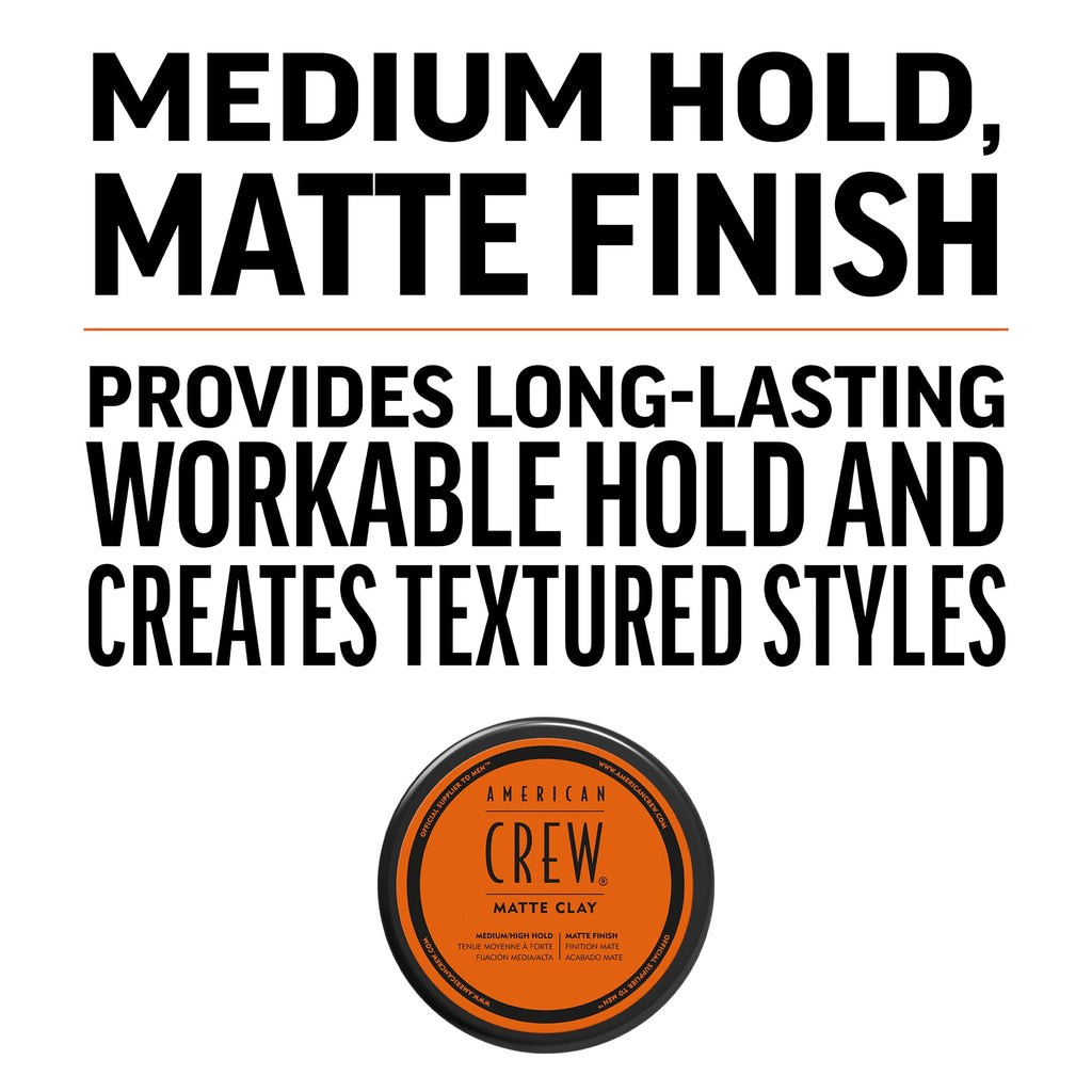 American Crew Matte Clay Texturerande matt lervax med medium stadga och låg glans, gåvor för män, hårstyling på 85 g med icke-fet formula för kontroll