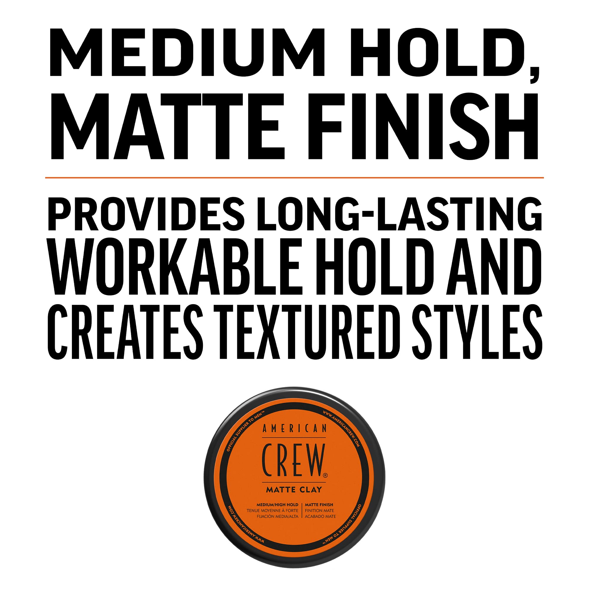 American Crew Matte Clay Texturerande matt lervax med medium stadga och låg glans, gåvor för män, hårstyling på 85 g med icke-fet formula för kontroll