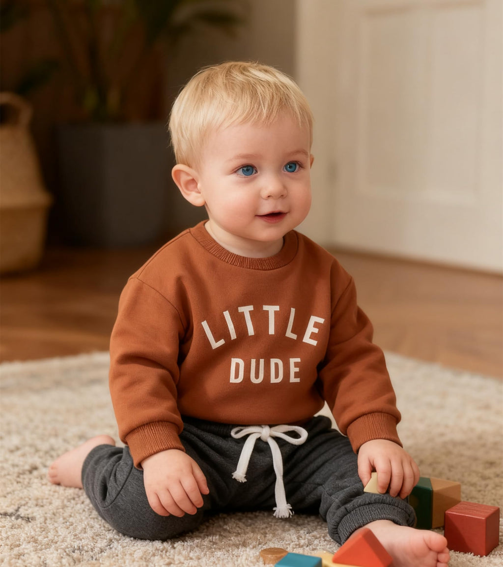 Baby Boy kläder set småbarn kläder set brev tryck tröja tröja byxor kläder baby träningsoverall långärmad T-shirt och byxor små barn