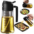 TrendPlain Oljesprayflaska för Airfryer 470ml, 2-i-1 Oliedispenser, Oljespray för Kök, Sallad och Vinäger, BPA-fri Kökstillbehör (Ett stycke, Svart)