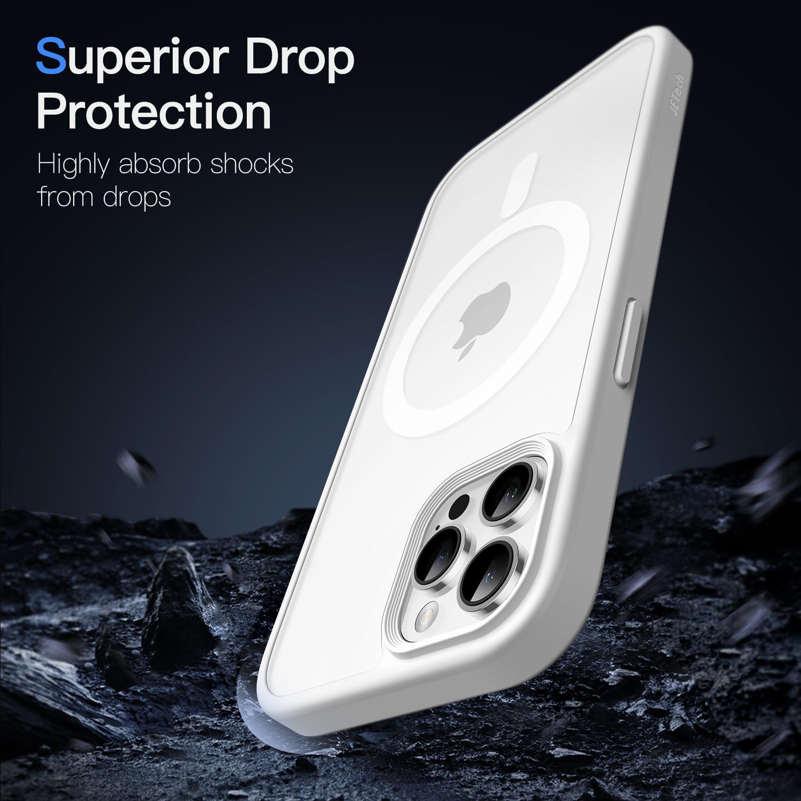 JETech Magnetisk Skal för iPhone 12 Pro Max 6,7 Tums Kompatibelt med MagSafe, Genomlysande Matte Tillbaka Smal Stötsäker Case (Grå)