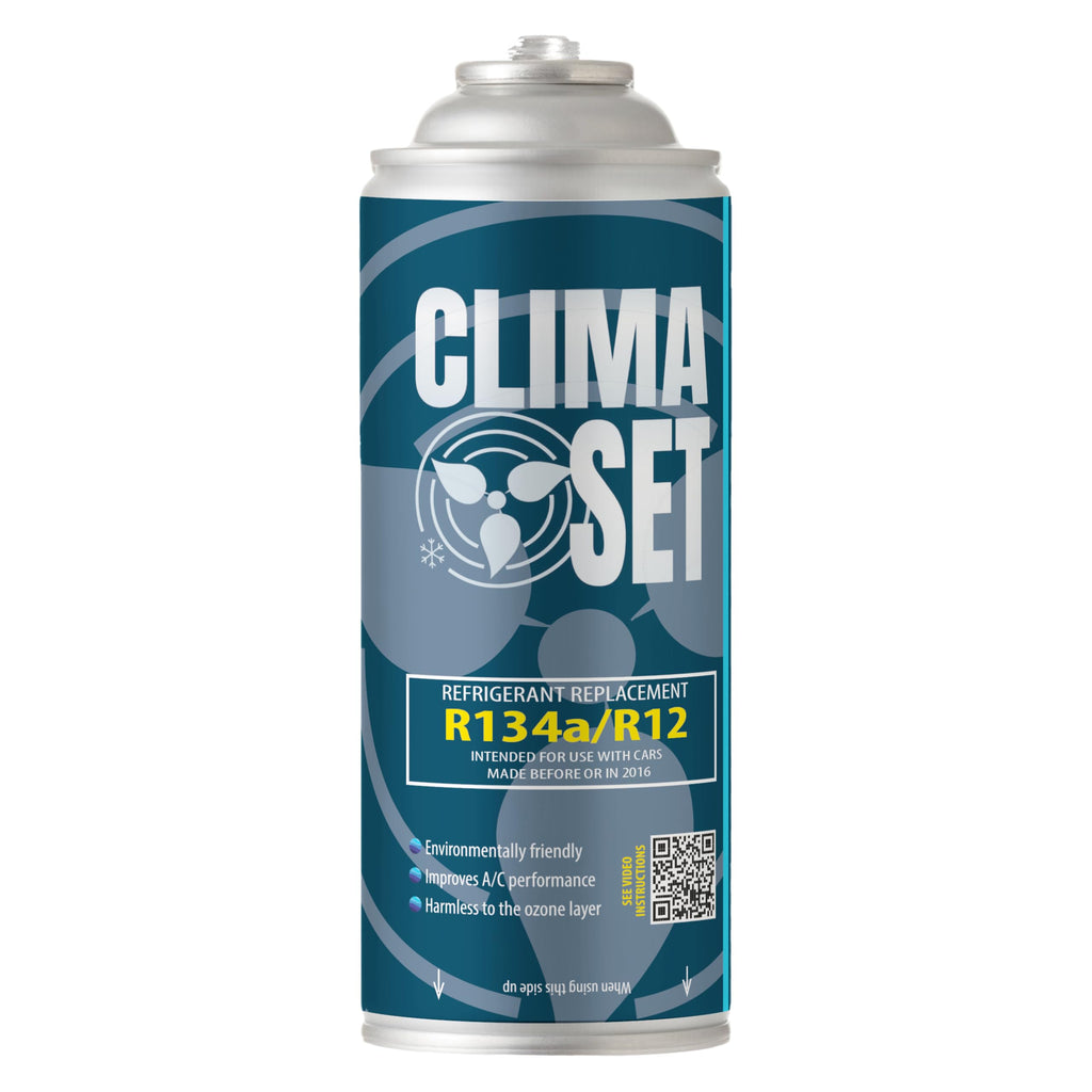 ClimaSet A/C Gas för billuftkonditionering - R134a-ersättning – för bilar 1994 till 2016 – Naturmedvetna – Giftfri – Korrosionsbeständig – 2 delar – 560 g