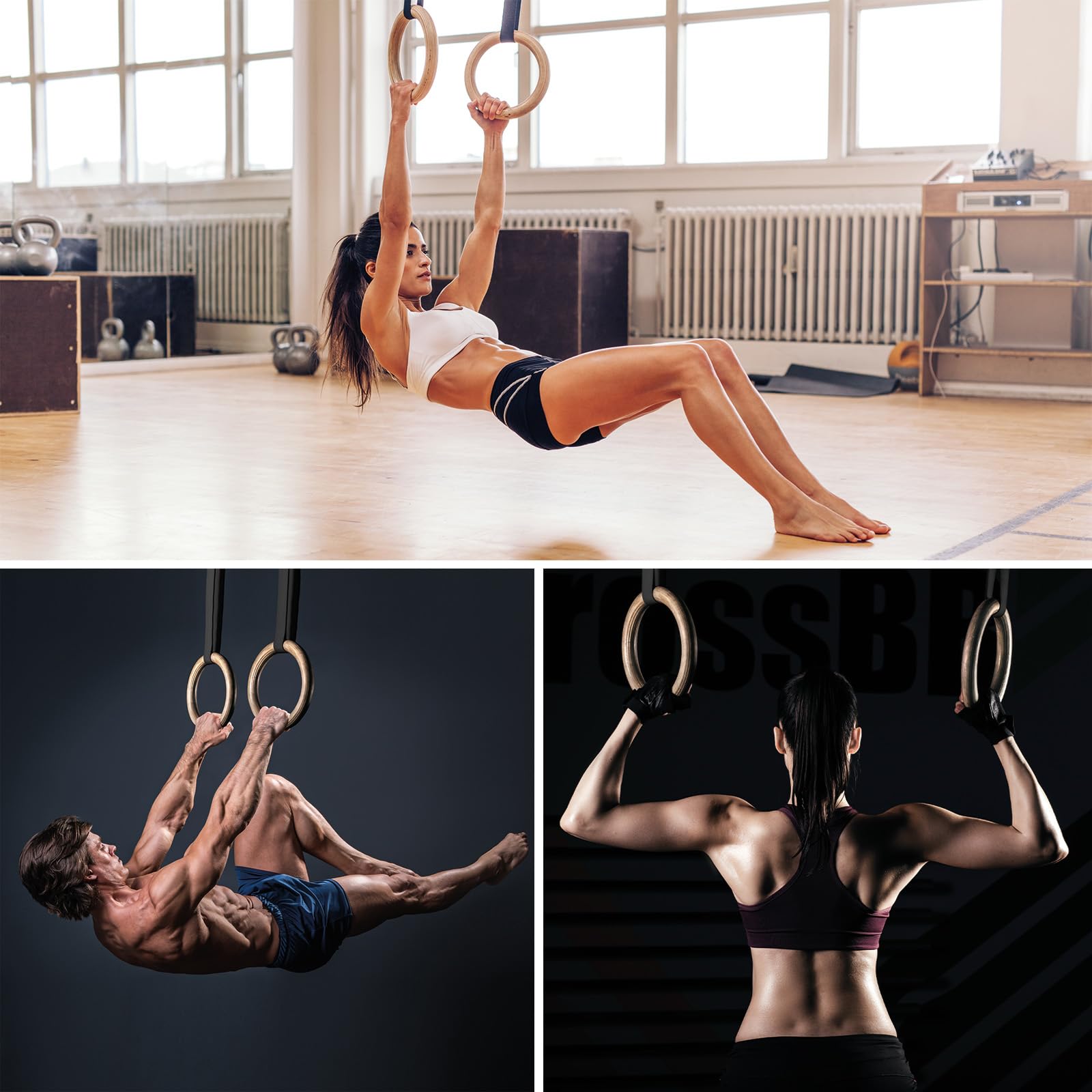 ALPIDEX trägymnastikringar gymnastikringar gym ringar inklusive dörrankare och fästremmar med längdmarkering | e-bok ingår