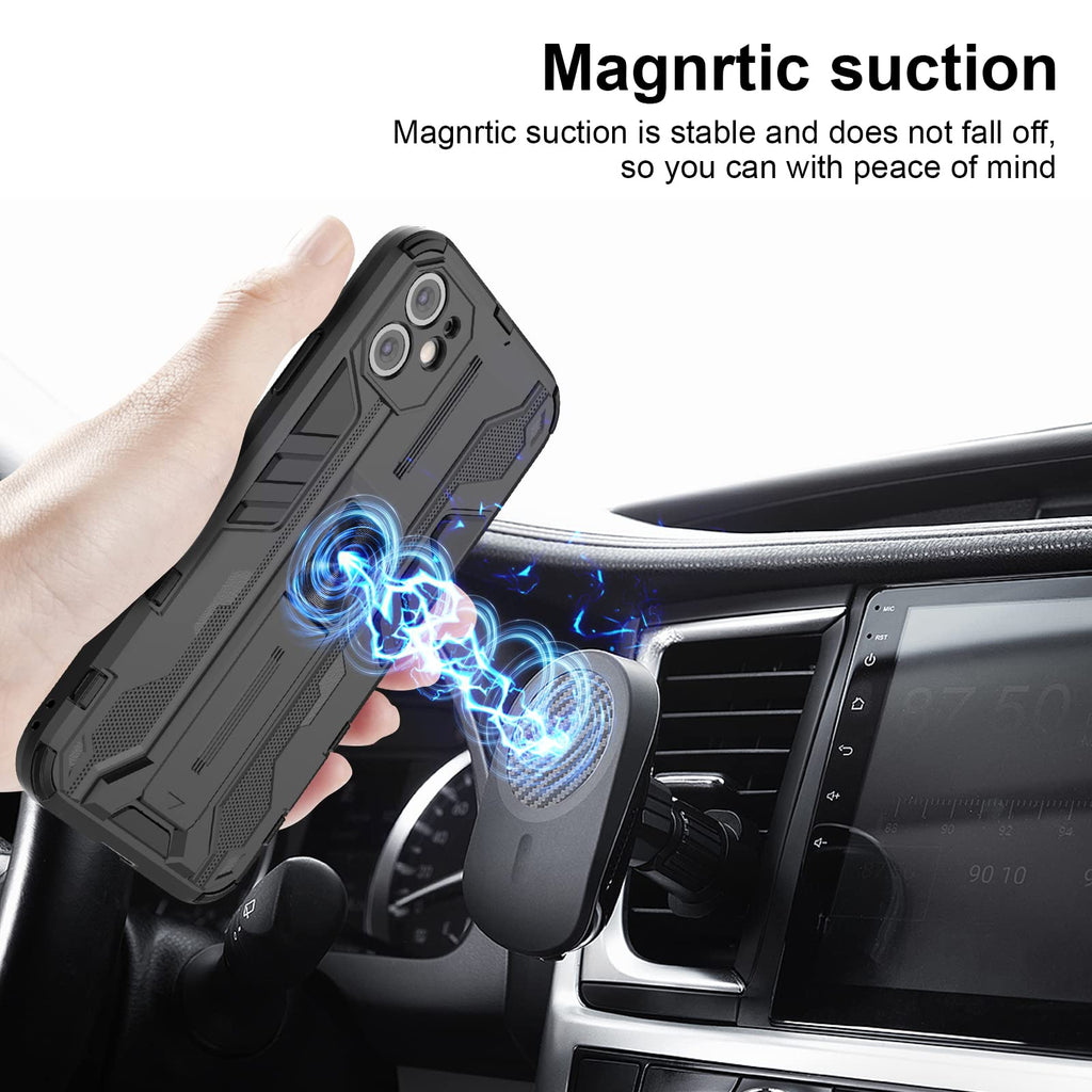 Skal för iPhone 12 med skärmskydd, standardfodral stativfunktion Shockproof Case