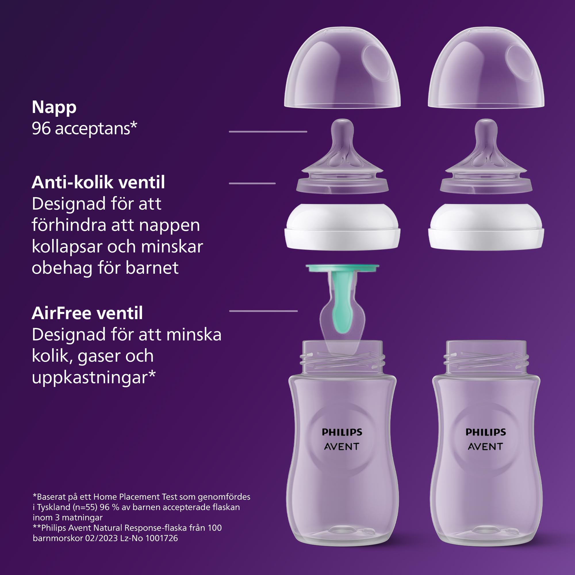 Philips Avent-nappflaska med AirFree-ventil, presentförpackning för nyfödd – 4 nappflaskor med AirFree-ventil, ultra soft-napp och flaskborste, barn i åldern 0–12+ månader (modell SCD657/11)