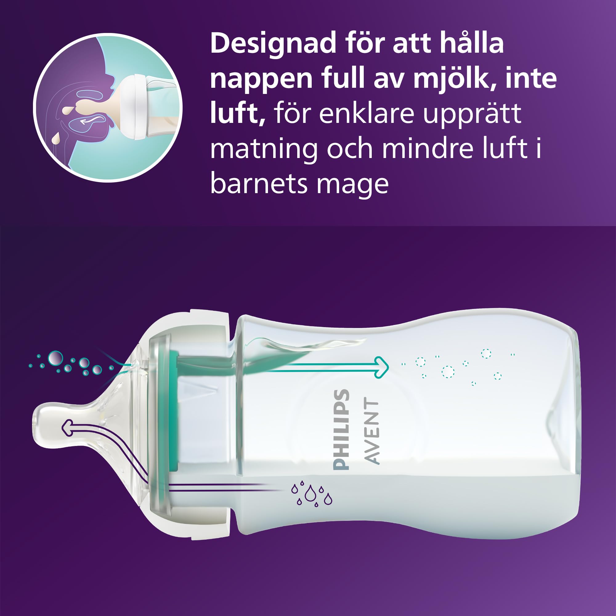 Philips Avent-nappflaska med AirFree-ventil, presentförpackning för nyfödd – 4 nappflaskor med AirFree-ventil, ultra soft-napp och flaskborste, barn i åldern 0–12+ månader (modell SCD657/11)