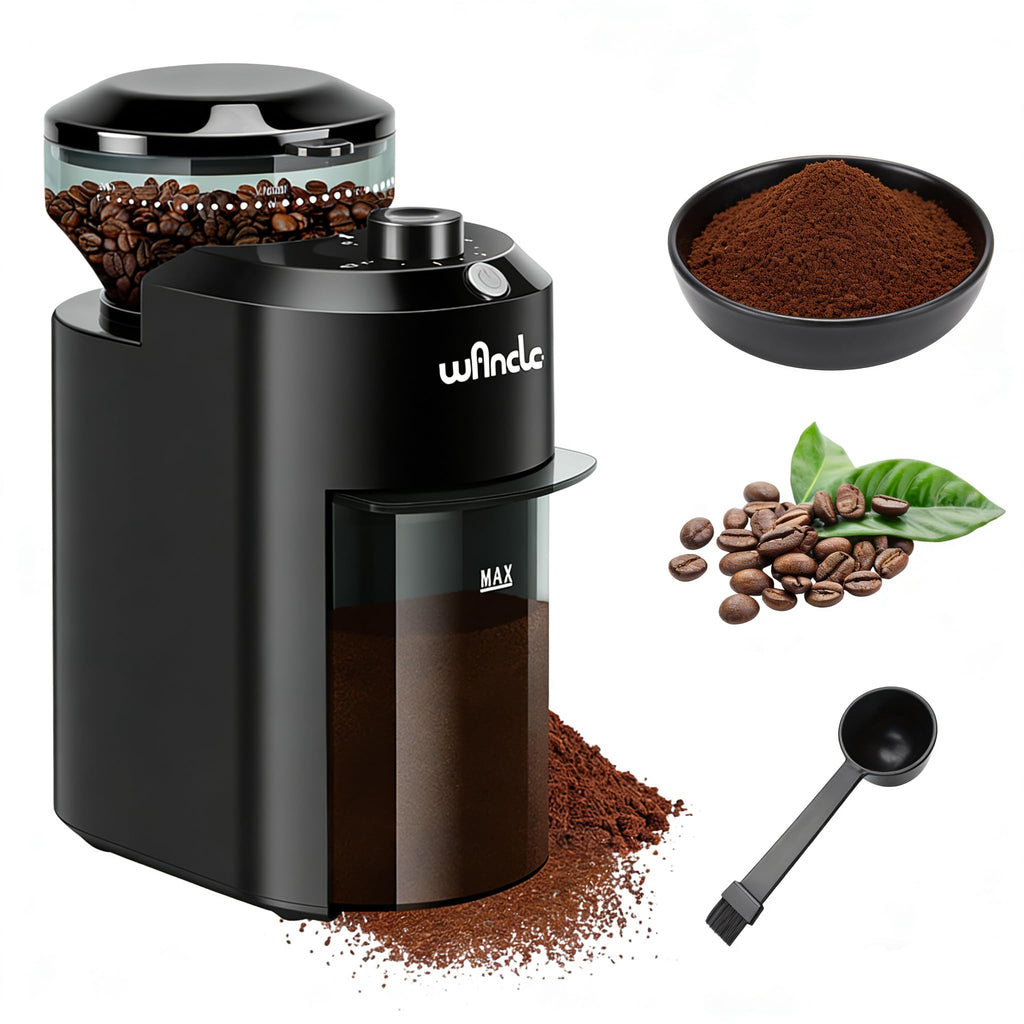 Kaffekvarn, elektrisk kaffekvarn, justerbar kaffekvarn för kaffebönor, med 28 exakta malningsinställningar för 12 koppar