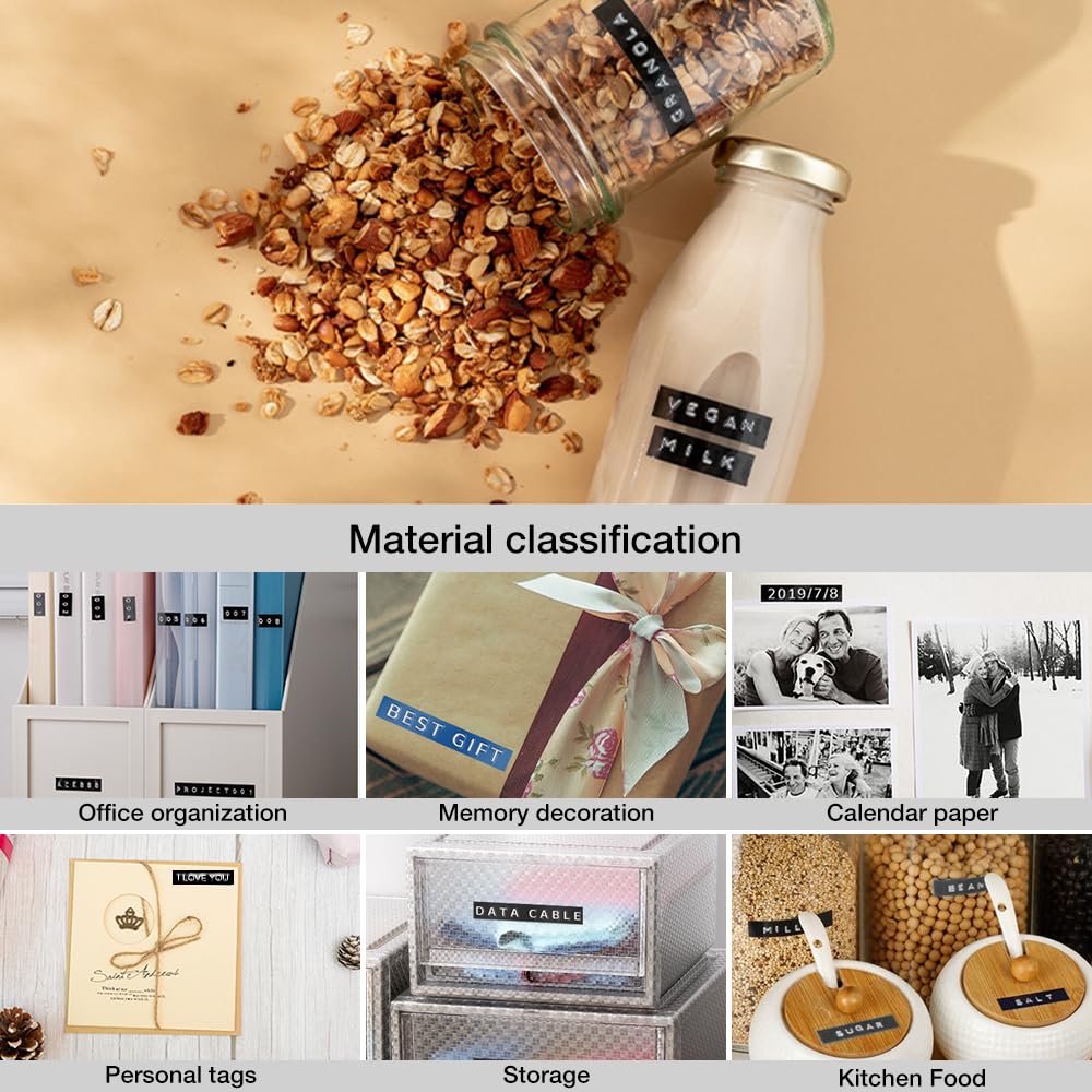 Foreverup präglingsmaskin 3D, märkningsenhet retro, etiketterare med 6 rullar präglingsmaskin, etiketter, handhållen etikett för hemmet, hobby- och hobbyprojekt (£/€, Ä, Ö, Ü) (svart)