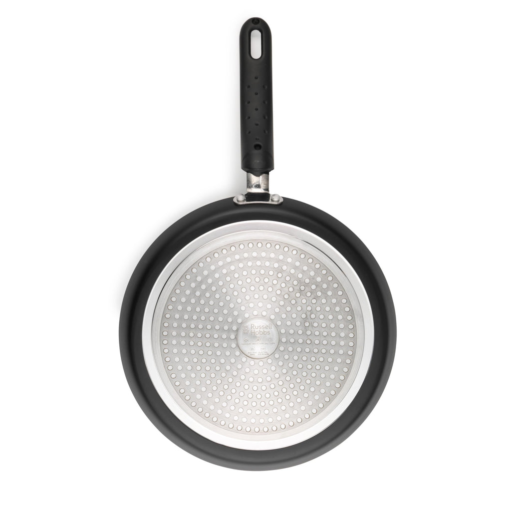 Russell Hobbs RH02852EU7 metallisk marmor crepe och pannkaka stekpanna – 25 cm/9,8 tum non-stick platt stekpanna för omelett, chapati, roti, induktionshäll lämplig, mjukt grepphandtag, smidd aluminium