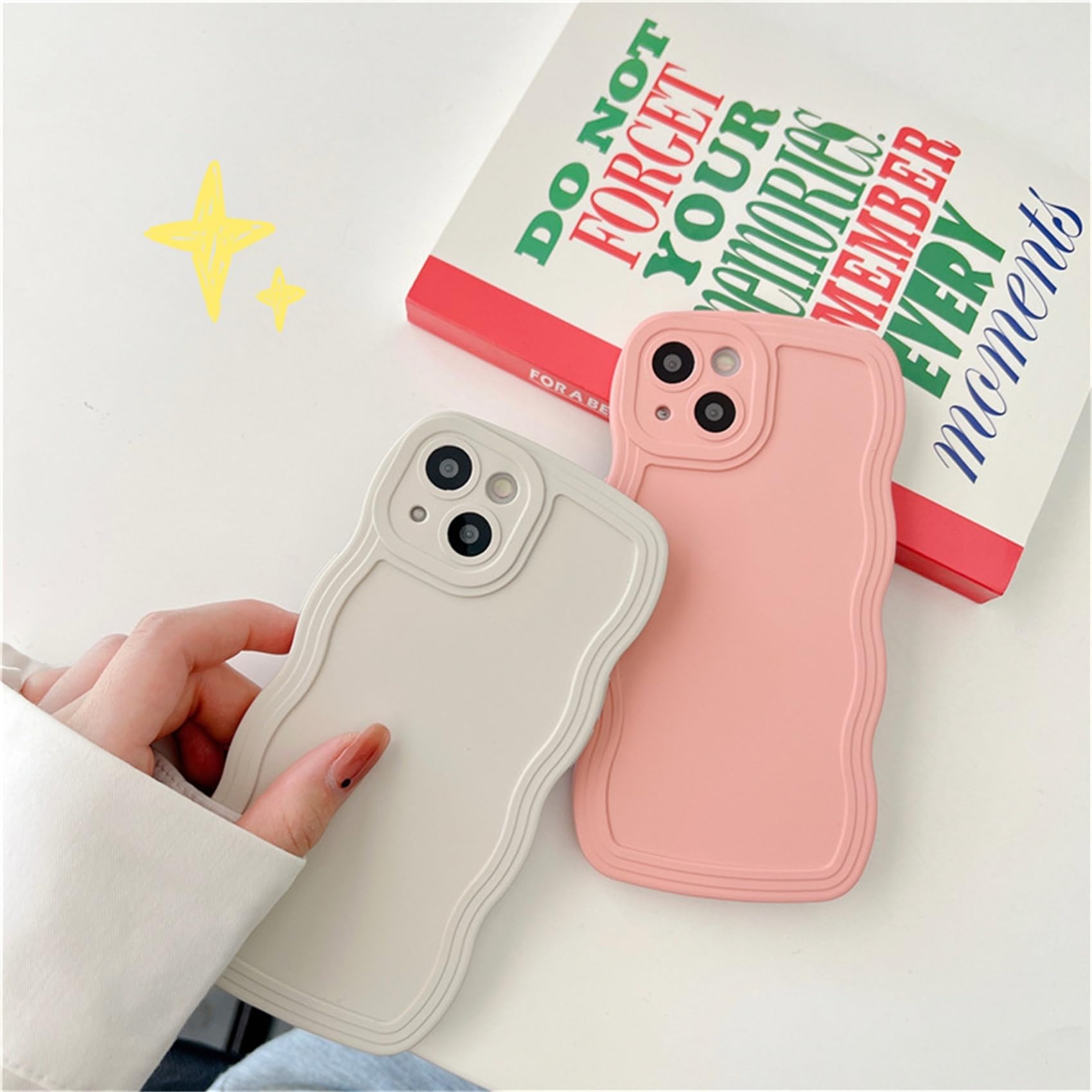 kompatibelt med iPhone 11Pro, färg curly mobilskal, vacker TPU-silikonvågdesign, skyddsfodral, sött och unikt för kvinnor och flickor, vitt