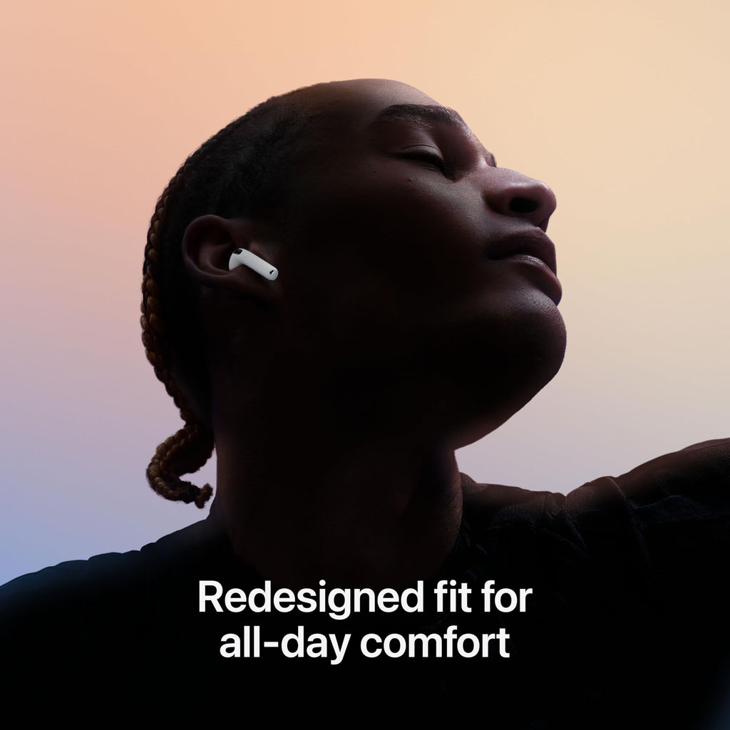 Apple AirPods 4 med Bluetooth-hörlurar, adaptivt ljud, transparens, personanpassat rumsligt ljud, laddningsetui med usb-c, trådlös laddning, H2- chip