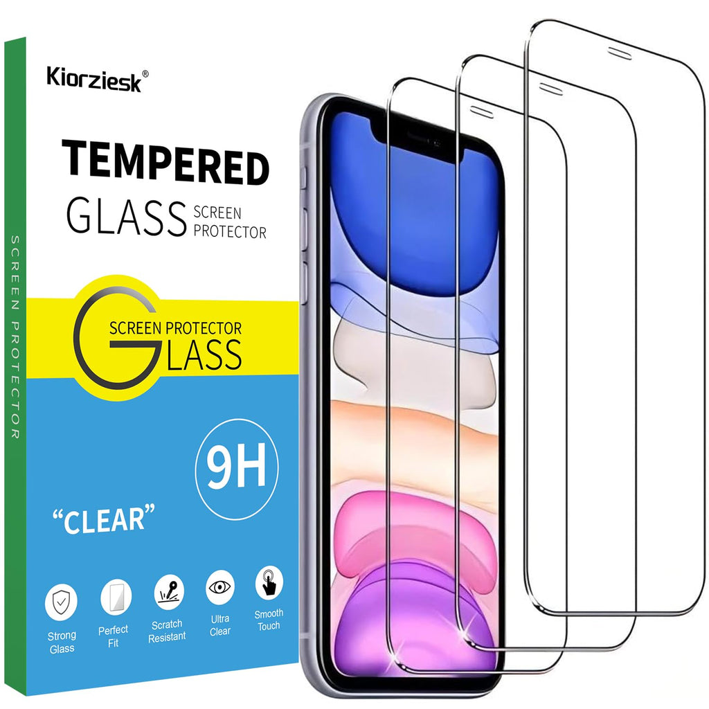 3-delat härdat glas för iPhone 11, iPhone XR skärmskydd skärmskydd av glas ultra starkt anti-repor bubbelfri hårdhet 9H High Definition Glass 6,1 tum HD Ultra Transparent