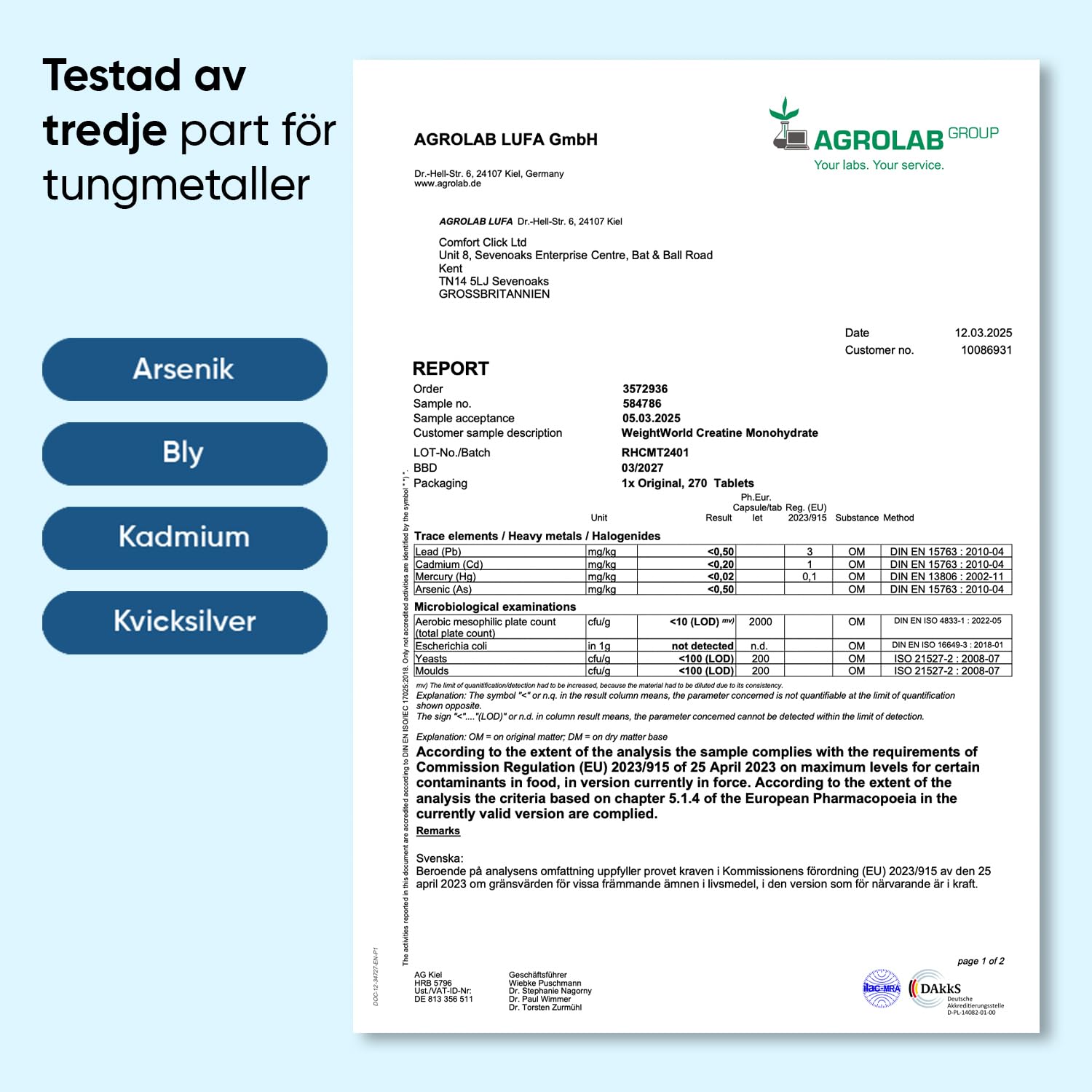 Kreatin Monohydra Tabletter - 3000 mg per portion - 270 veganska kreatintabletter - 3 månaders förbrukning - Alternativ till kapslar och pulver - Fri från gluten och magnesiumstearat - WeightWorld