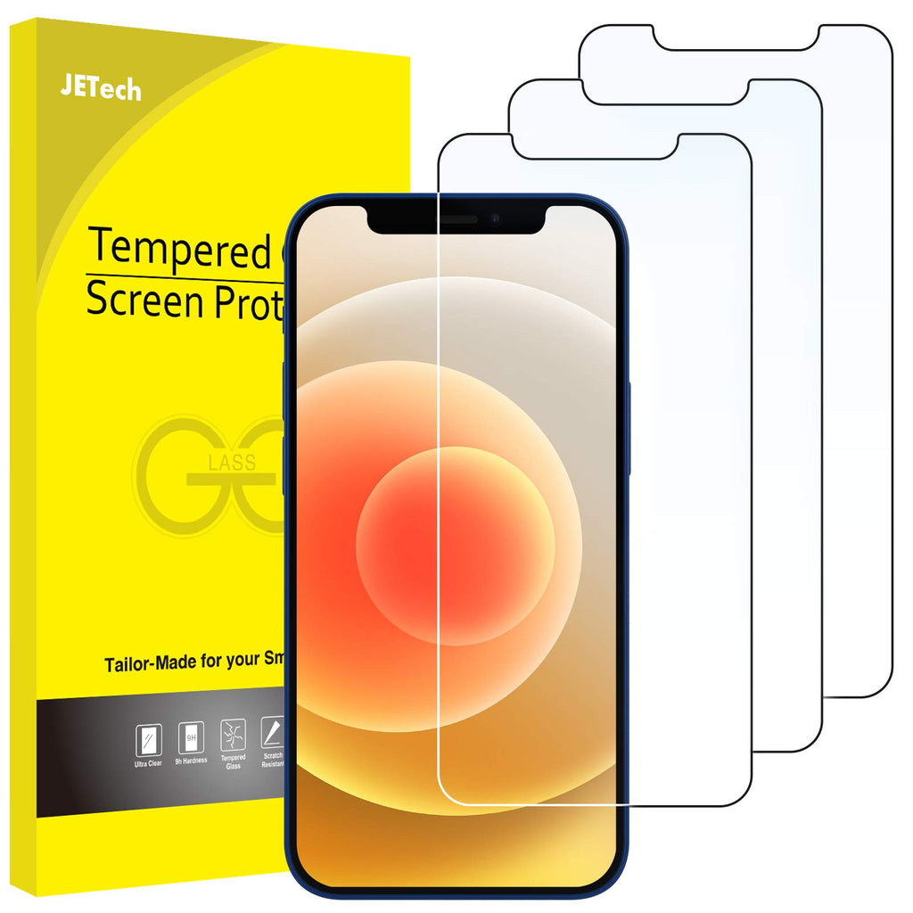 JETech Skärmskydd för iPhone 12/12 Pro 6,1 Tum, Screen Protector Härdat Glas Film, 3-Pack
