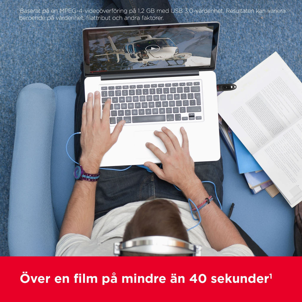 SanDisk 32 GB Ultra USB 3.0 Flash-enhet, USB-minne, minnessticka med överföringshastigheter upp till 130 MB/s, Lösenordsskydd, RescuePRO Deluxe programvara för dataåterställning, Triple Pack, Svart