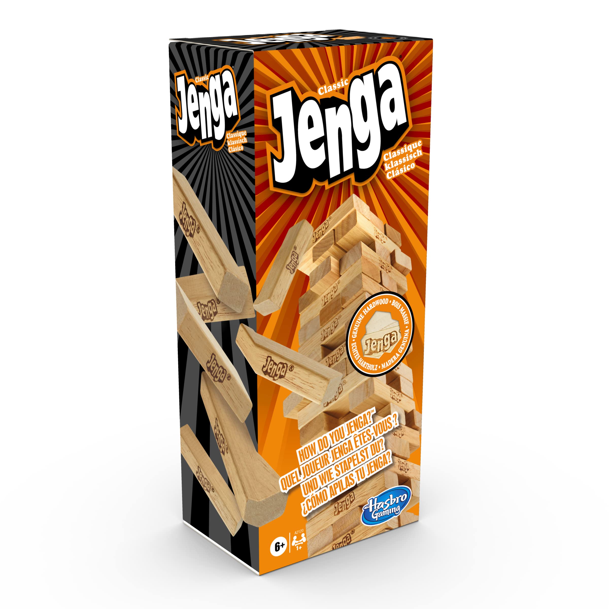 Klassiskt Jenga-spel, staplingsspel med träklossar