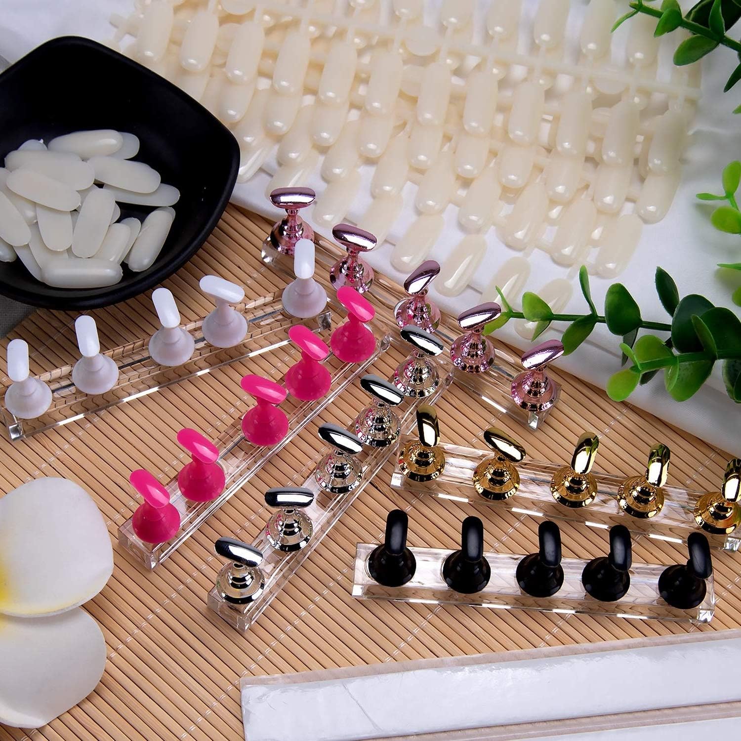 Magnetisk hållare för falska naglar, set med nagelkonstställ, akrylnageldisplay, övningsstativ, hållare för nageltippar, nagelövningsställ, nagelkonststativ för att göra egna naglar, 2 st
