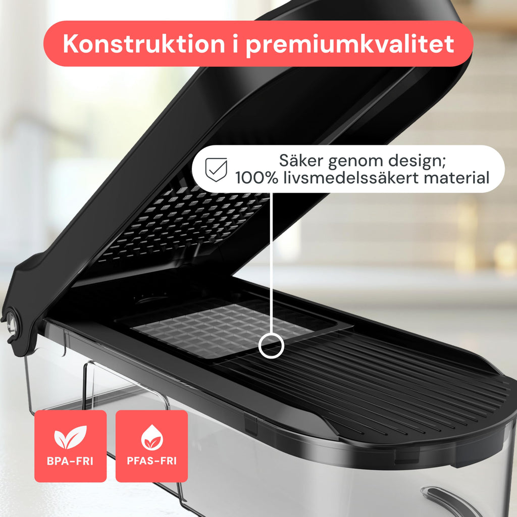 Grönsakshackare Grönsaksskärare Mandolin Grönsaksskivare - Grönsaks- och löksalladsmatberedare Manuell - Potatischopper Grönsakshackare Tärningsskärare - Köksredskap Prylar (Kompakt 6-i-1 Svart)
