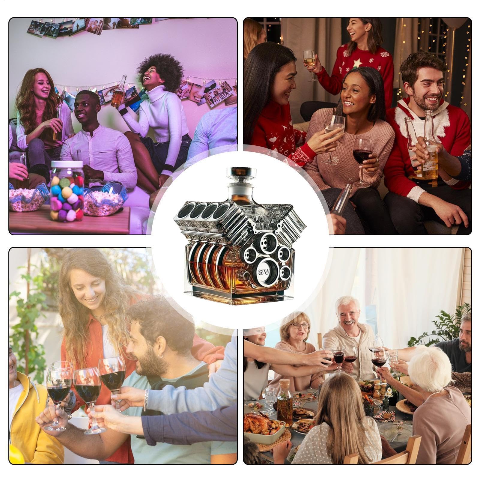 Decanters for Alcohol, Whisky Decanter, V8 Motorer Formar Alkohol Decanter Bottle, Vin Dispenser Home Bar Decoration for Kitchen Restaurant vardagsrum