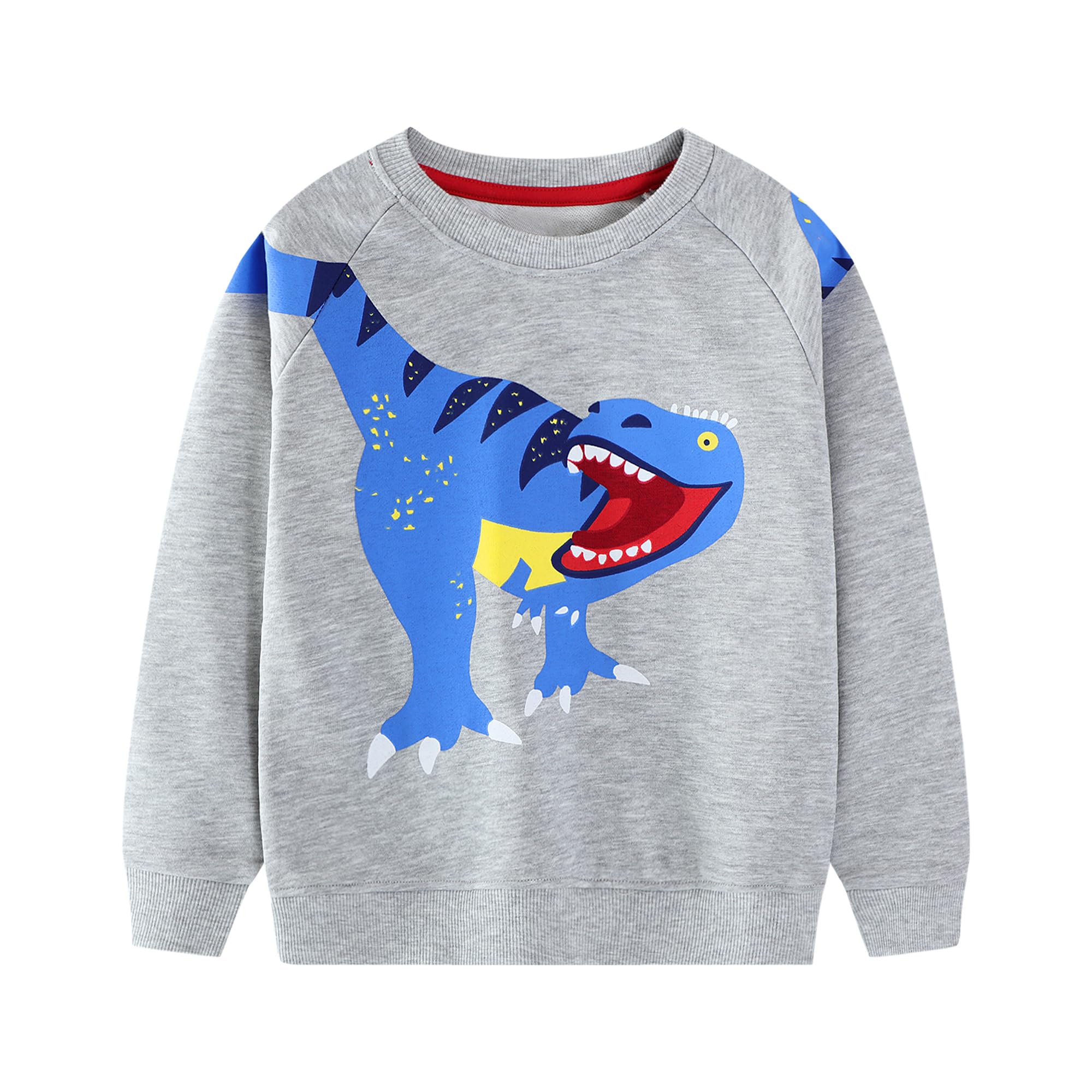 Tröja Barn Dinosaurie Rund Hals Långärmad Bomull Pojke Pullover Toppar Mode Sport T-shirt Pojkar Tröja Utan Huva Barn Tröja 2-7 År