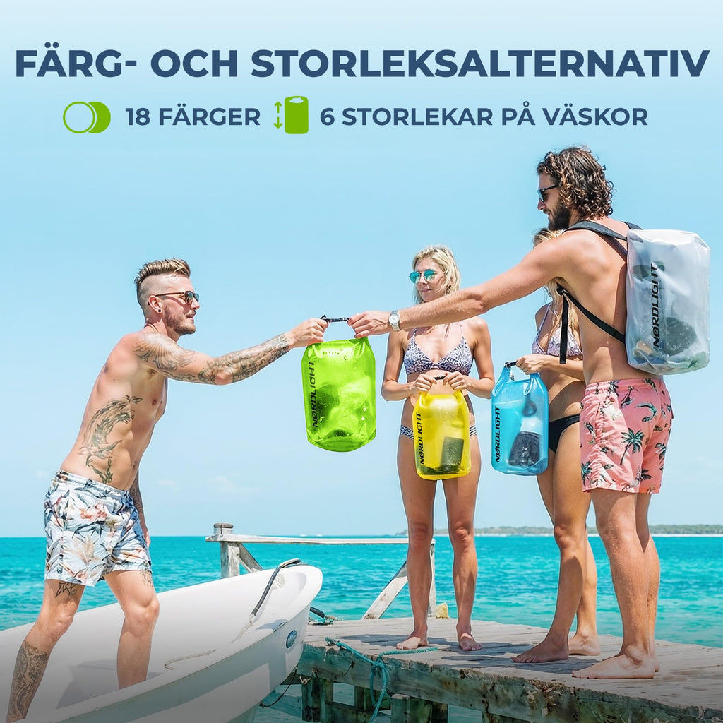 Nordlight vattentät torrsäck med telefonficka och midjeväska - (10L, Mörkgrön) vattentät torrsäck med rullstängning | simning, båtliv, strand, stående paddling