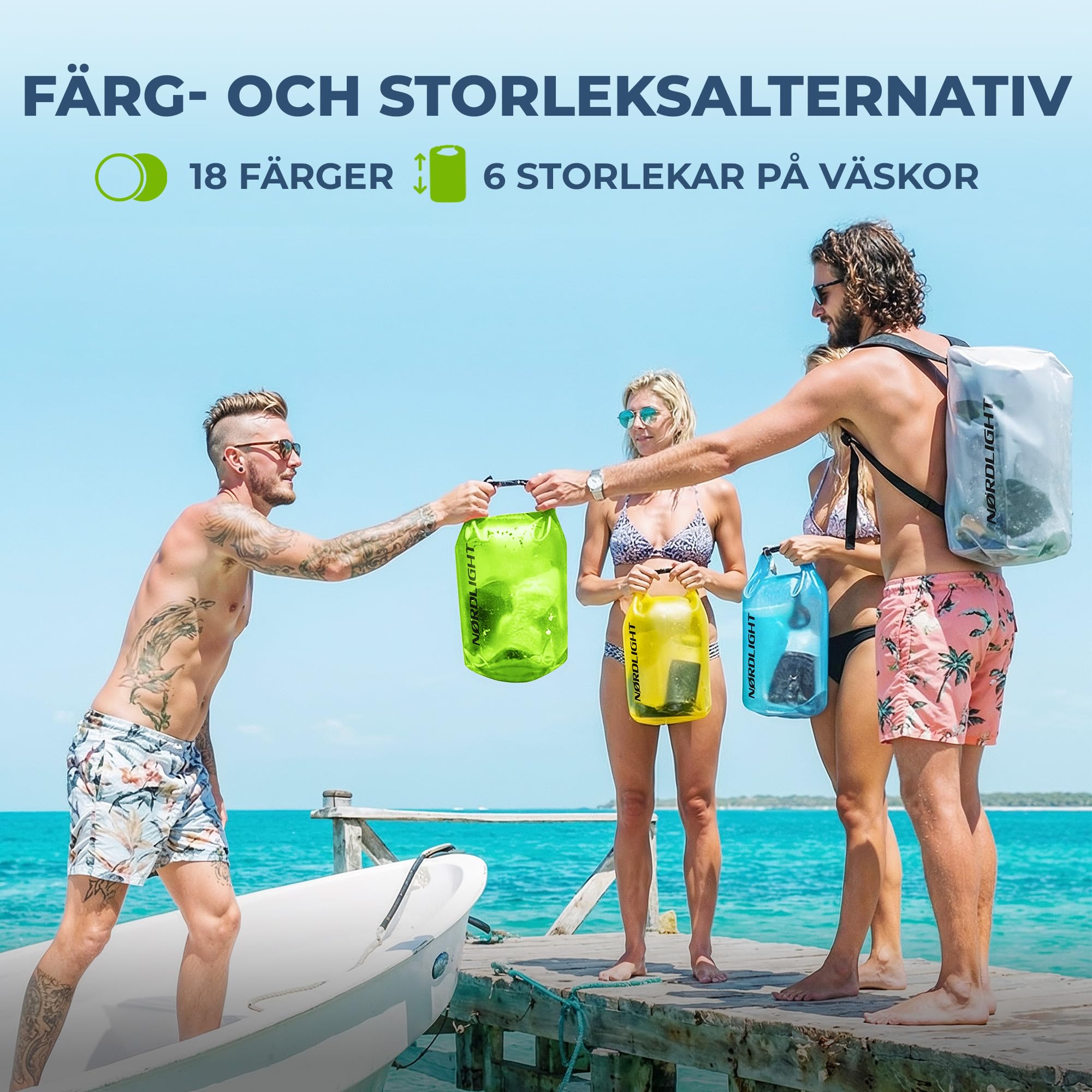 Nordlight vattentät torrsäck med telefonficka och midjeväska - (10L, Mörkgrön) vattentät torrsäck med rullstängning | simning, båtliv, strand, stående paddling