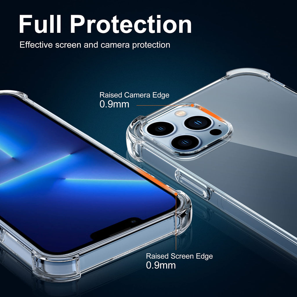 Migeec Skal för iPhone 13 Pro Max Clear skyddande TPU-täckning med höjt kamera skydd, stötdämpande hörn, Slim Fit telefonfall genomskinlig design
