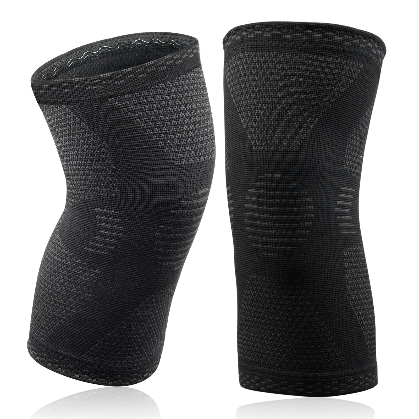 ACWOO Knästöd, 2-Pack Kompressionsknäärmar För Män Och Kvinnor, Knästöd För Artrit, Ledvärk, Ligamentskada, Meniskrivning, Acl, Mcl, Tendinit, Löpning, Knäböj, Sport (L)