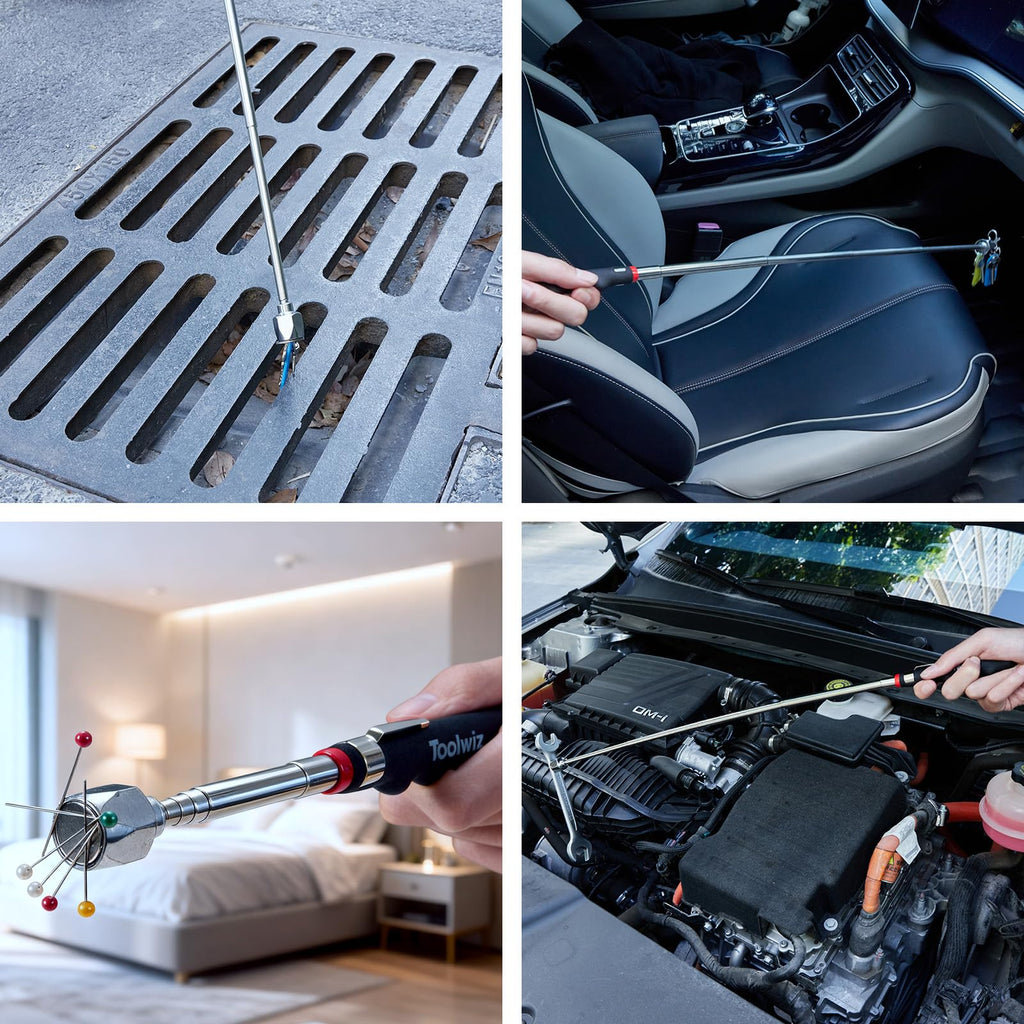 Toolwiz Teleskopiskt Magnetiskt Upphämtningsverktyg 7.2kg/16lb, Utdragbart till 76cm/30tum Pickup Pinne med Magnet, Retriever Stav Idealisk för Att Hämta Metallobjekt Från Svåråtkomliga Platser