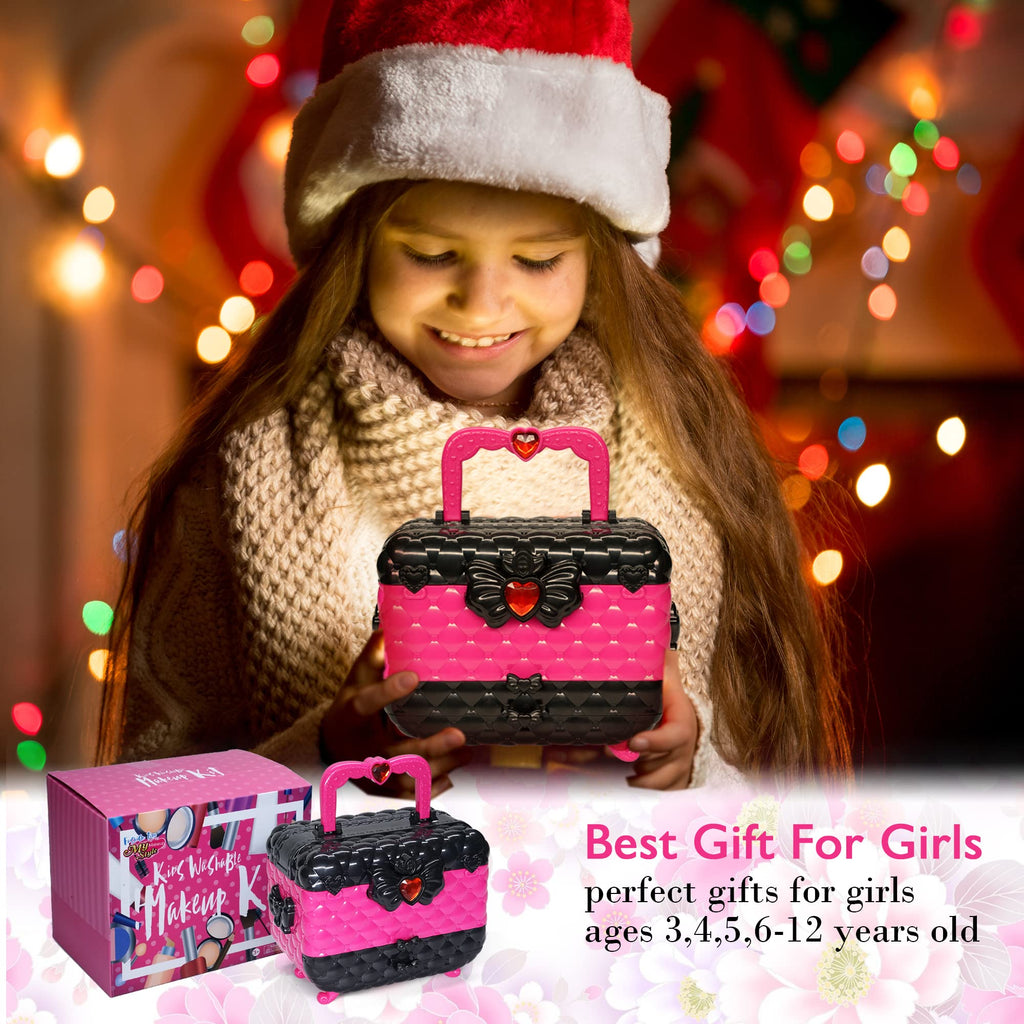 Barnsmink set flickor leksaker presenter – tvättbar sminkväska barn, smink barn makeup set spel, prinsessa jul födelsedagspresent presenter för flickor 4 5 6 7 8 9 10 11 12 år
