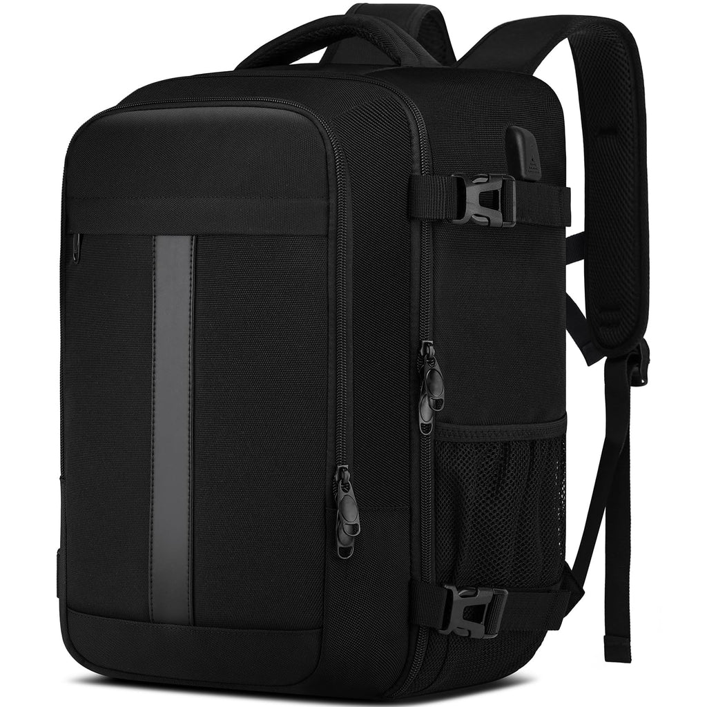 Handbagage Reseryggsäck 40x30x20 Kabinbagage 40x30x20 för Ryanair Wizzair, Under Säte Kabinväska Reseryggsäck med USB-laddningsport Laptopryggsäck14 tum Kabinväska för Män Kvinnor, Svart