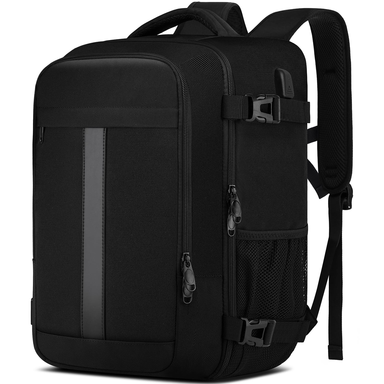 Handbagage Reseryggsäck 40x30x20 Kabinbagage 40x30x20 för Ryanair Wizzair, Under Säte Kabinväska Reseryggsäck med USB-laddningsport Laptopryggsäck14 tum Kabinväska för Män Kvinnor, Svart