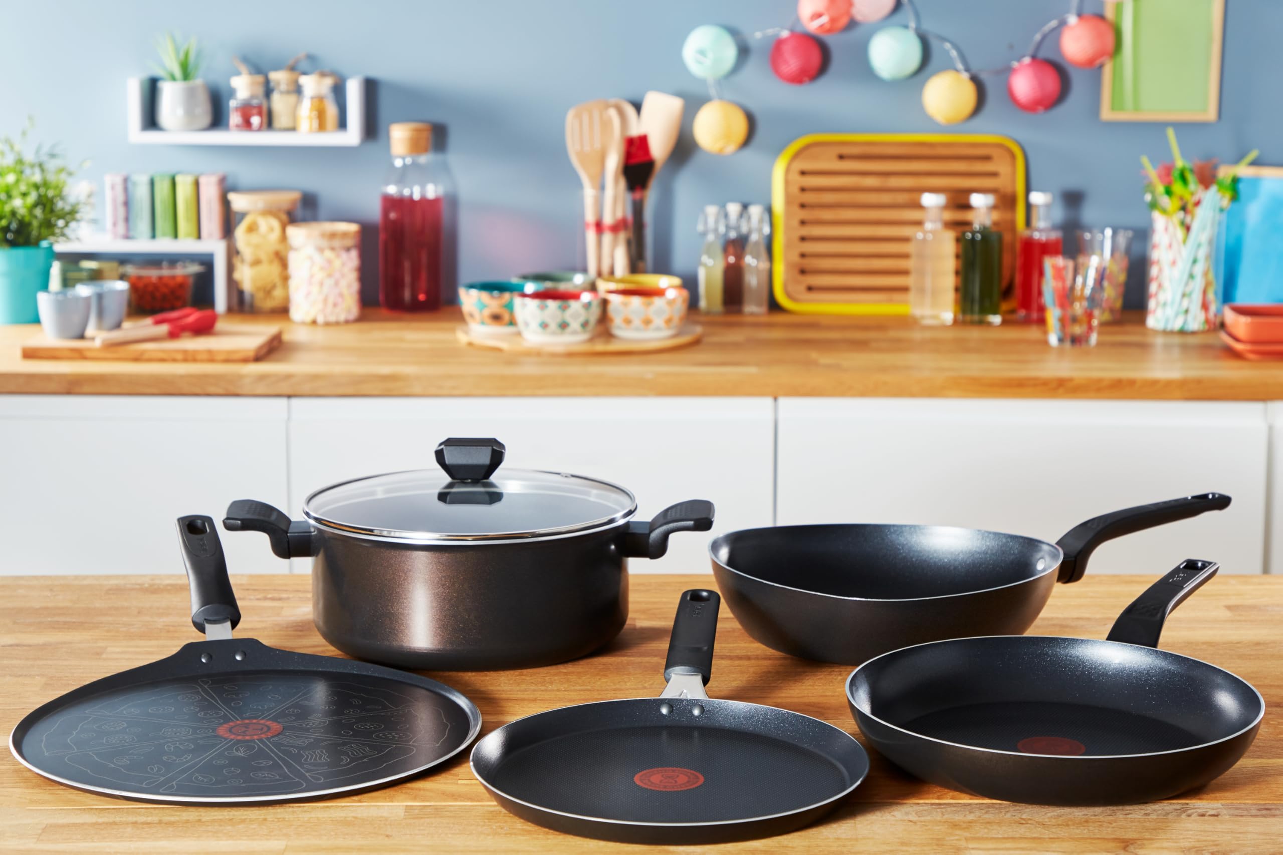 Tefal Stekpanna | EJ INDUKTION | 28 cm | Svart | Non-Stick Beläggning | Temperaturindikator Thermo-Signal | Easy Cook & Clean | B55506