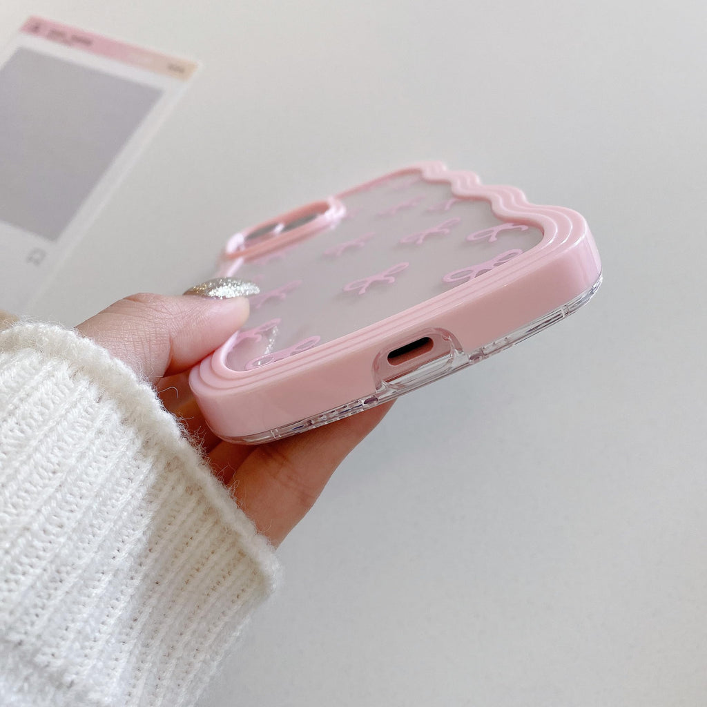 QLTYPRI Rosettfodral för iPhone 11, Klart Qulligt Telefonfodral med Rosett och Lockigt Vagigt, Mjukt TPU Fodral med Stötsäkert Skyddande Skalför Kvinnor Flickor - Rosa