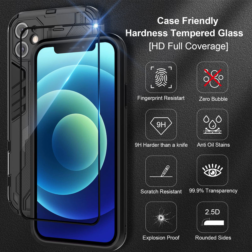 Skal för iPhone 12 med skärmskydd, standardfodral stativfunktion Shockproof Case
