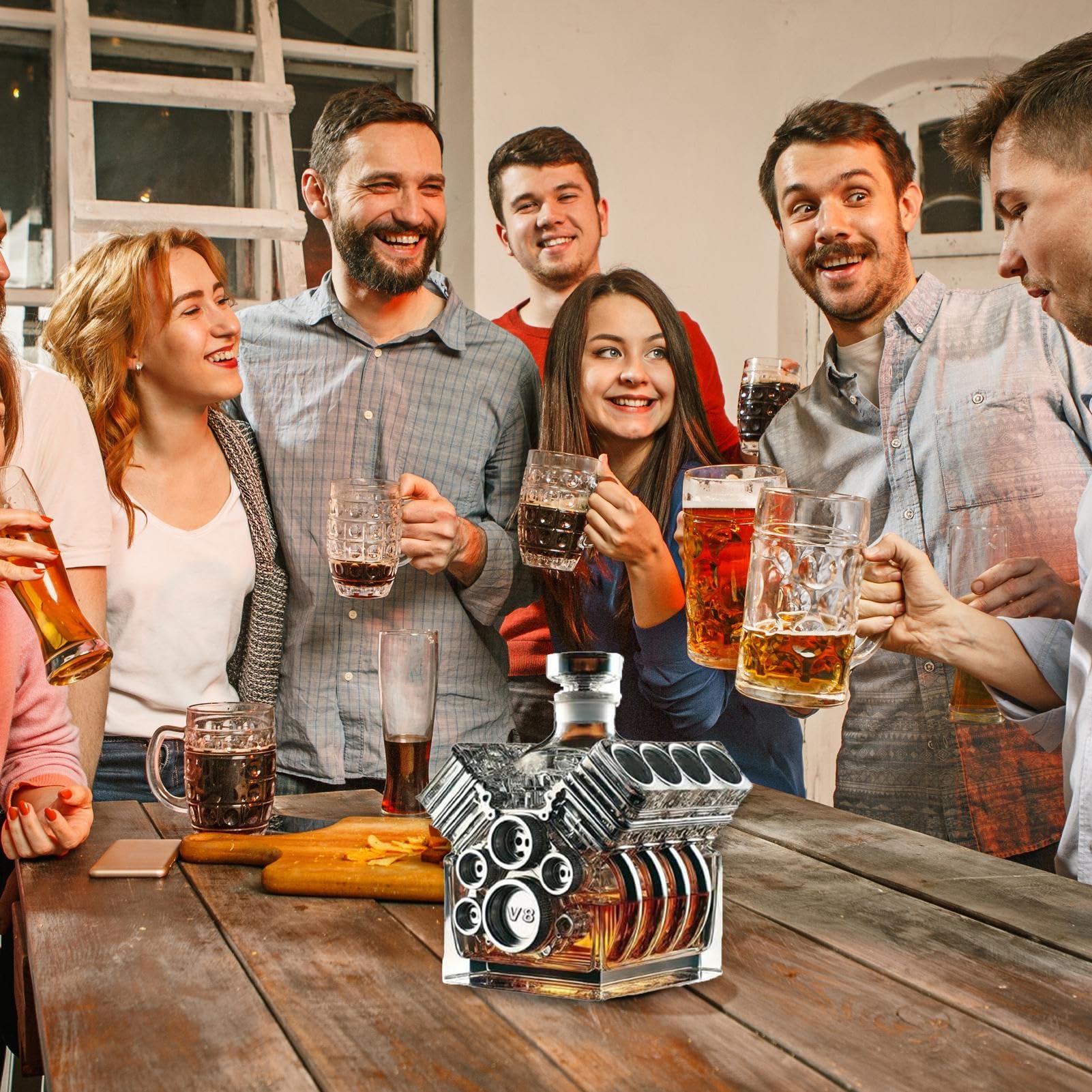 Decanters for Alcohol, Whisky Decanter, V8 Motorer Formar Alkohol Decanter Bottle, Vin Dispenser Home Bar Decoration for Kitchen Restaurant vardagsrum