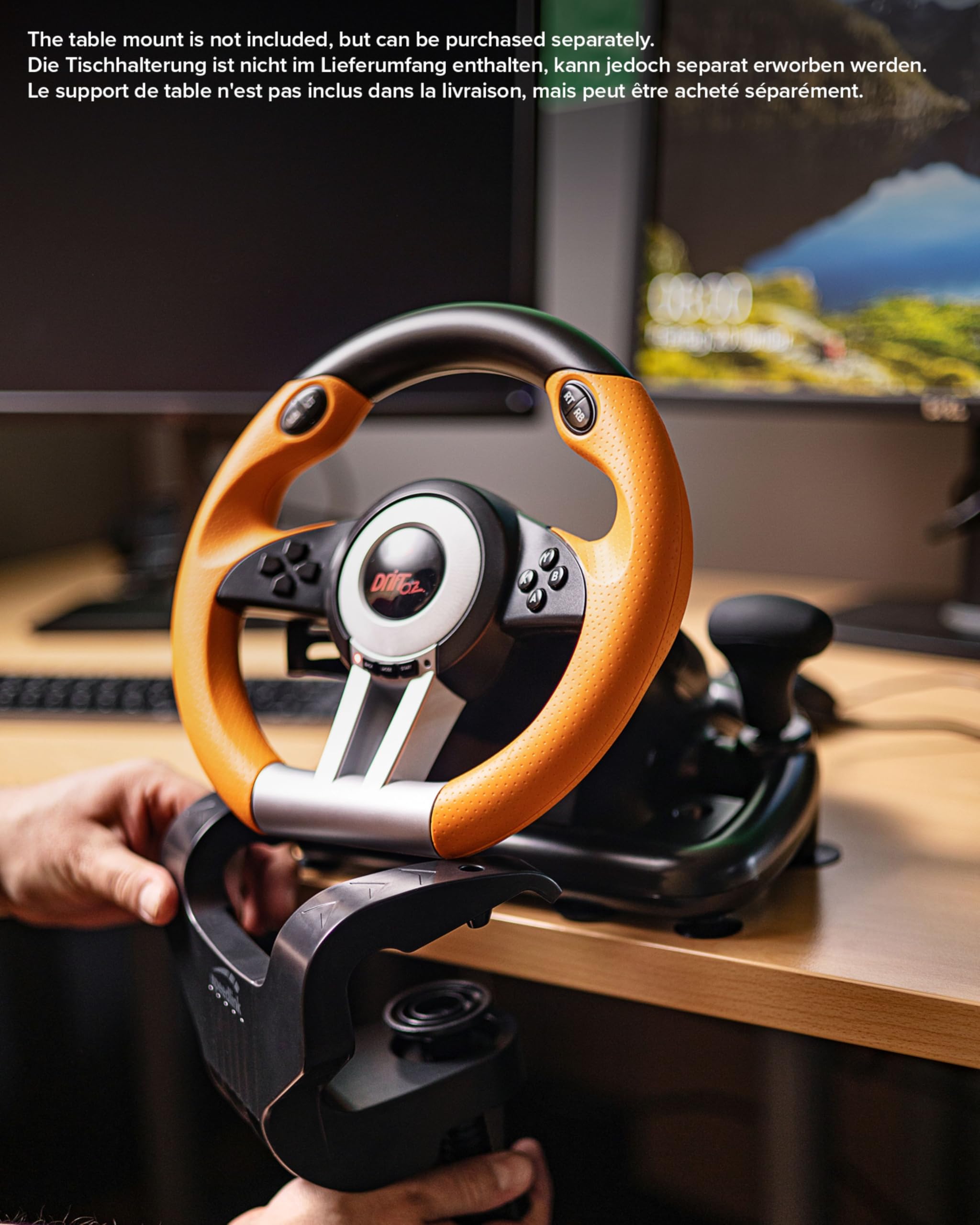 Speedlink DRIFT OZ Racing Wheel – Gaming-ratt med USB-anslutning för PC/dator, pedaler för gas och broms, svart-orange