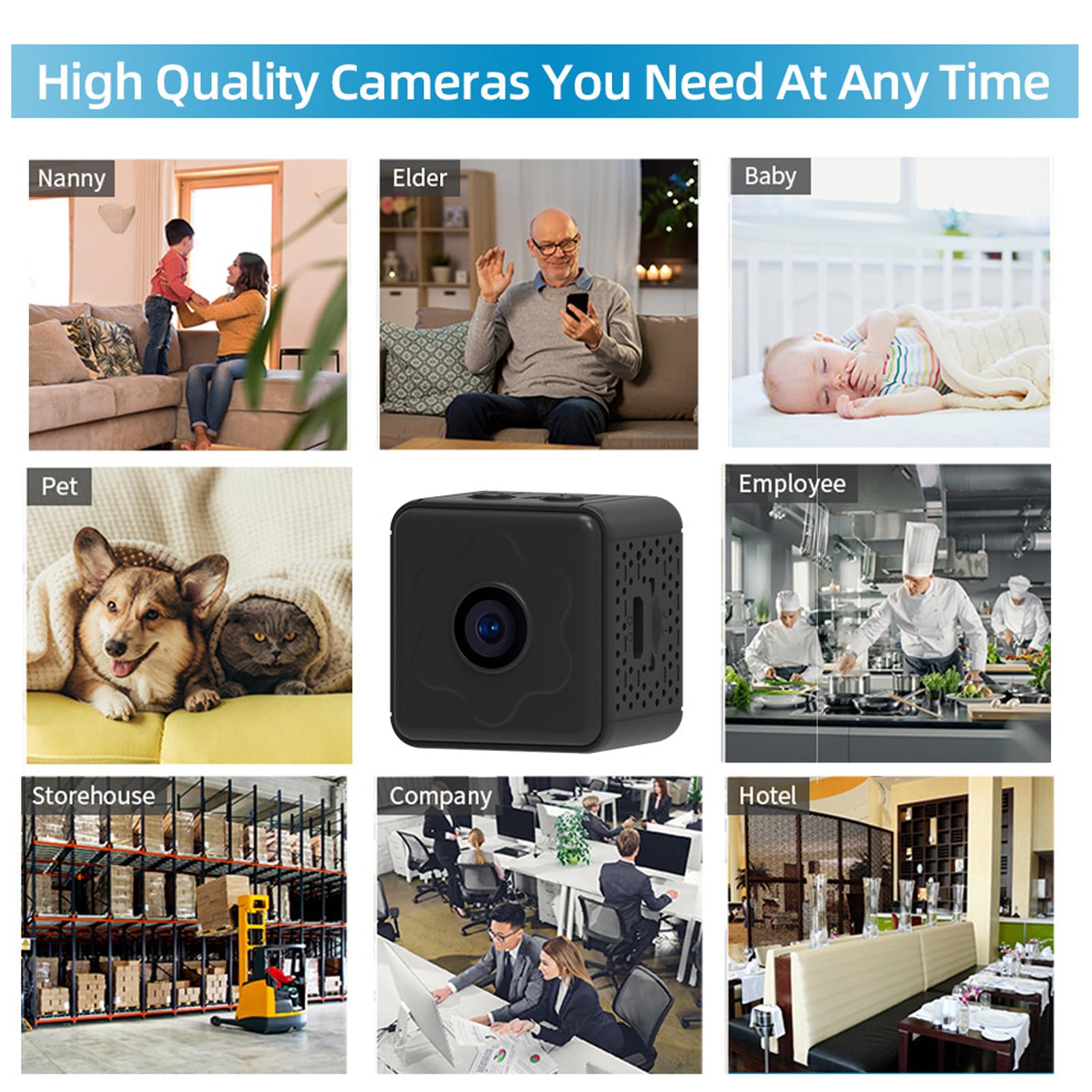 Dold Spionkamera, 1080P Trådlös WiFi Liten Kamera med Rörelsedetektion, Mörkerseende, 2-vägs Samtal, Magnetisk Montering, Loopvideo, Vidvinkelvideo, APP