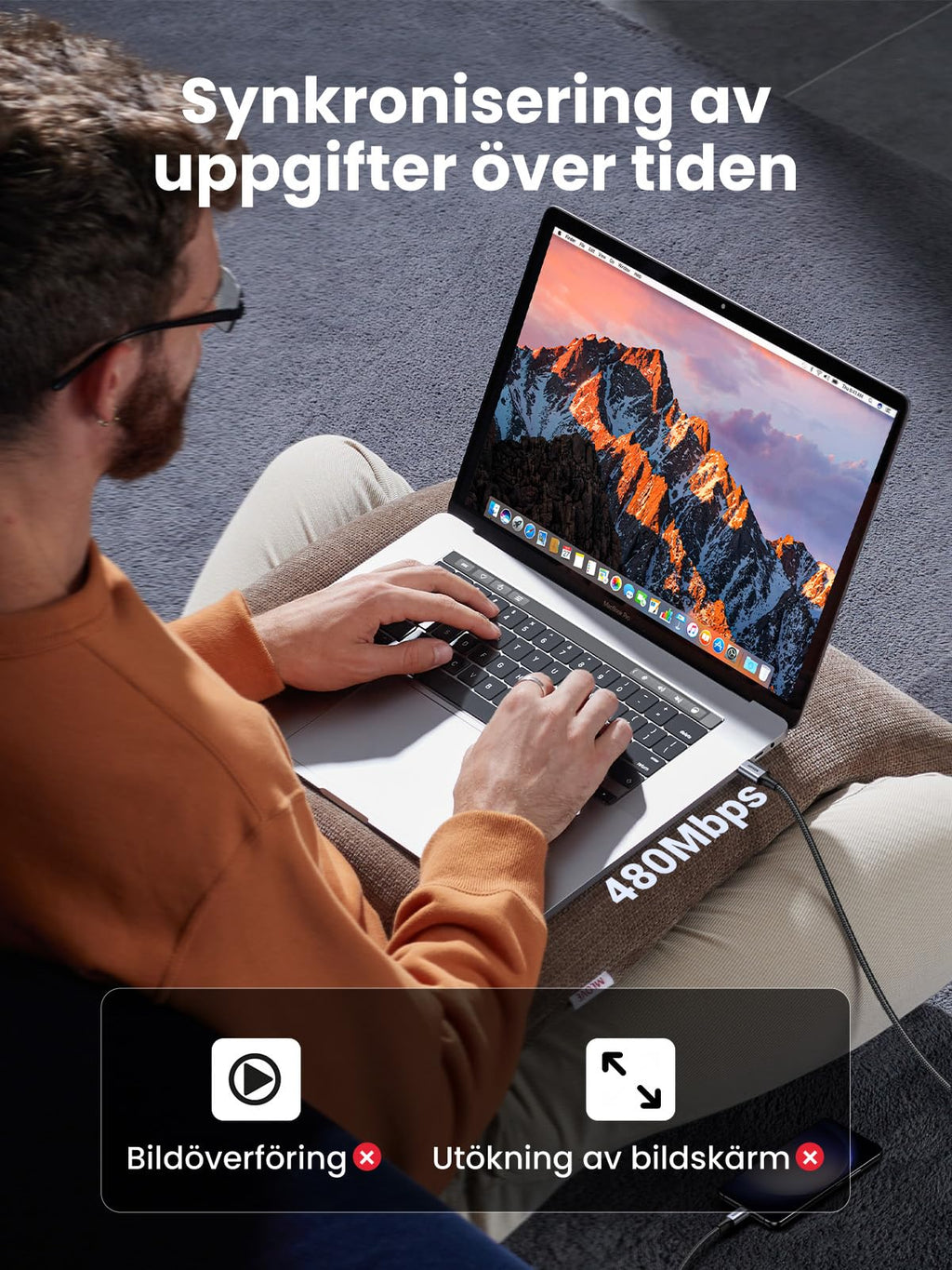 UGREEN 60 W USB C-kabel PD 3.0, PPS Ladekabel kompatibel med iPhone 15 Pro Max Galaxy S25 MacBook Air M2 iPad Pro 12.9 iPad Air 5/Mini 6, Pixel 7 Pro.(1M)
