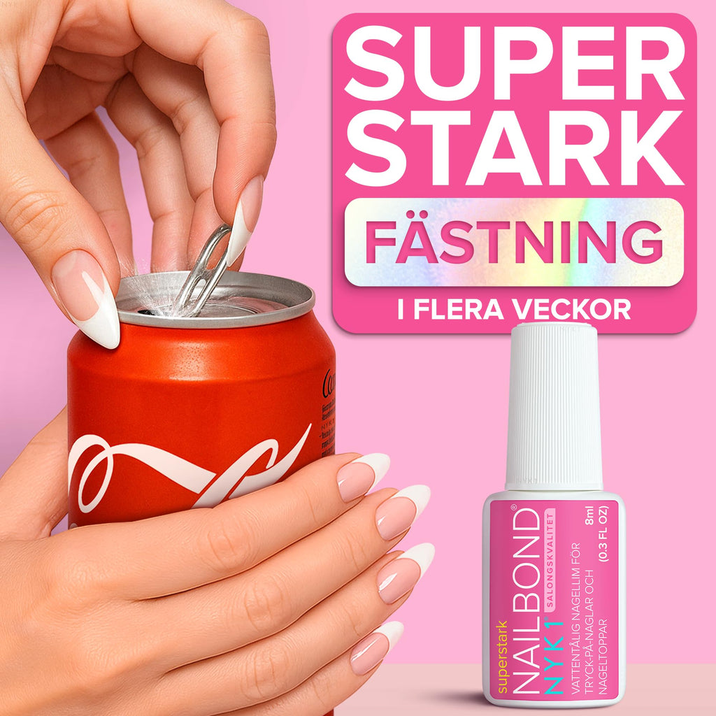NYK1 Extrastarkt Nagellim Med Borste (8ml) Nail Bond Borste På Nagellim Extra Starkt För Akryl Tips Spiktips Nageltips, Konstgjorda Naglar Och Falska Naglar - Svampdämpande Falskt Nagellim