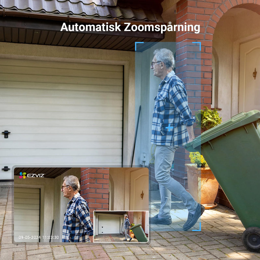 EZVIZ C8c 2MP 360° övervakningskamera Utomhus Wifi, Kamera övervakning PTZ, Color Night Vision, AI Persondetektering, Auto Zoom Tracking, Tvåvägsljud, Siren, Alexa/Google, Security Camera Outdoor