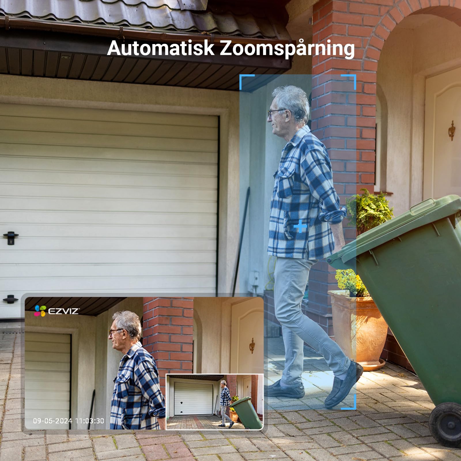 EZVIZ C8c 2MP 360° övervakningskamera Utomhus Wifi, Kamera övervakning PTZ, Color Night Vision, AI Persondetektering, Auto Zoom Tracking, Tvåvägsljud, Siren, Alexa/Google, Security Camera Outdoor