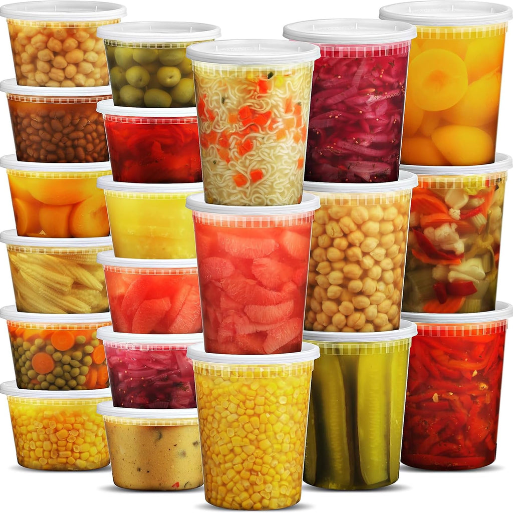 JoyServe Deli matförvaringsbehållare med lock – 48 set (24x946 ml & 24x473 ml), lufttäta BPA-fria plastbehållare för takeaway, diskmaskins- och mikrovågsugnsäkra