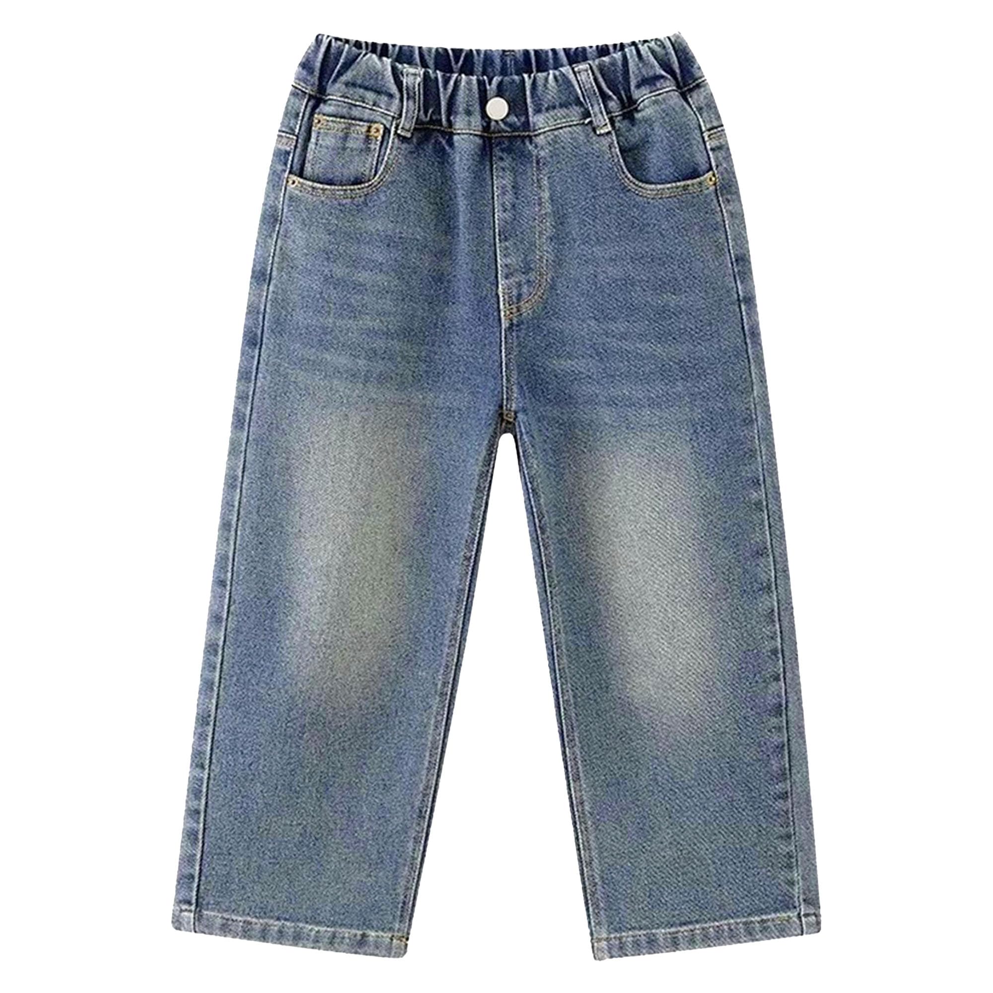 Baggy jeans pojkar vardaglig elastisk midja breda ben Y2k denimbyxor vintage streetwear byxor lös passform träningsbyxa