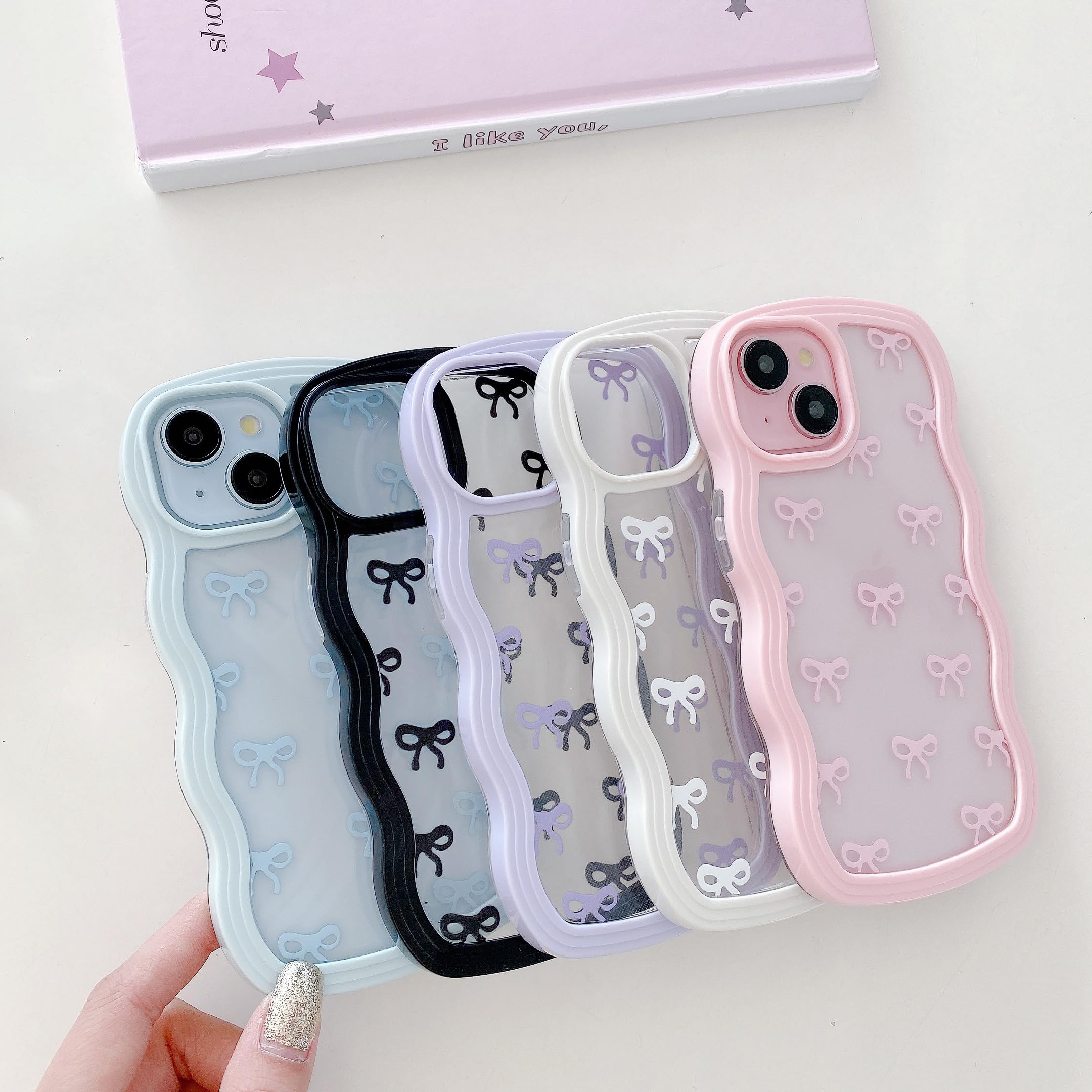 QLTYPRI Rosettfodral för iPhone 11, Klart Qulligt Telefonfodral med Rosett och Lockigt Vagigt, Mjukt TPU Fodral med Stötsäkert Skyddande Skalför Kvinnor Flickor - Rosa