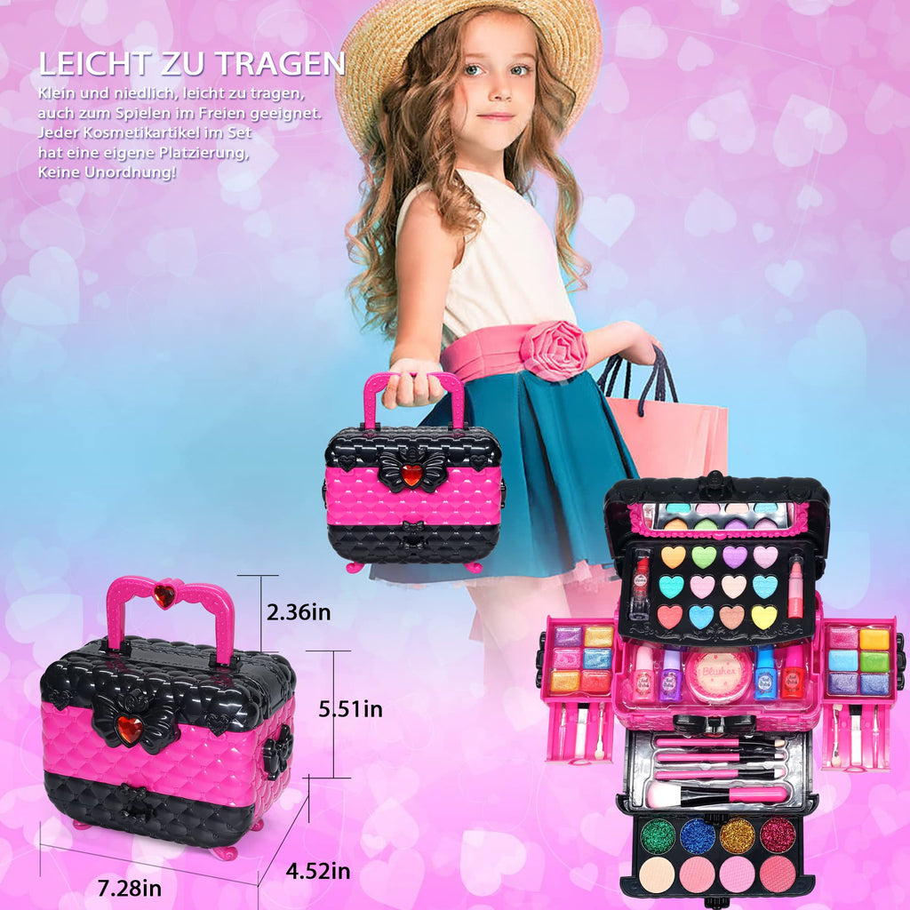 Kids Girls Makeup Set 57 Pieces Makeup Bag Toys Halloween Christmas Birthday Gifts for Girls 4 5 6 7 8 9 10-12 Years