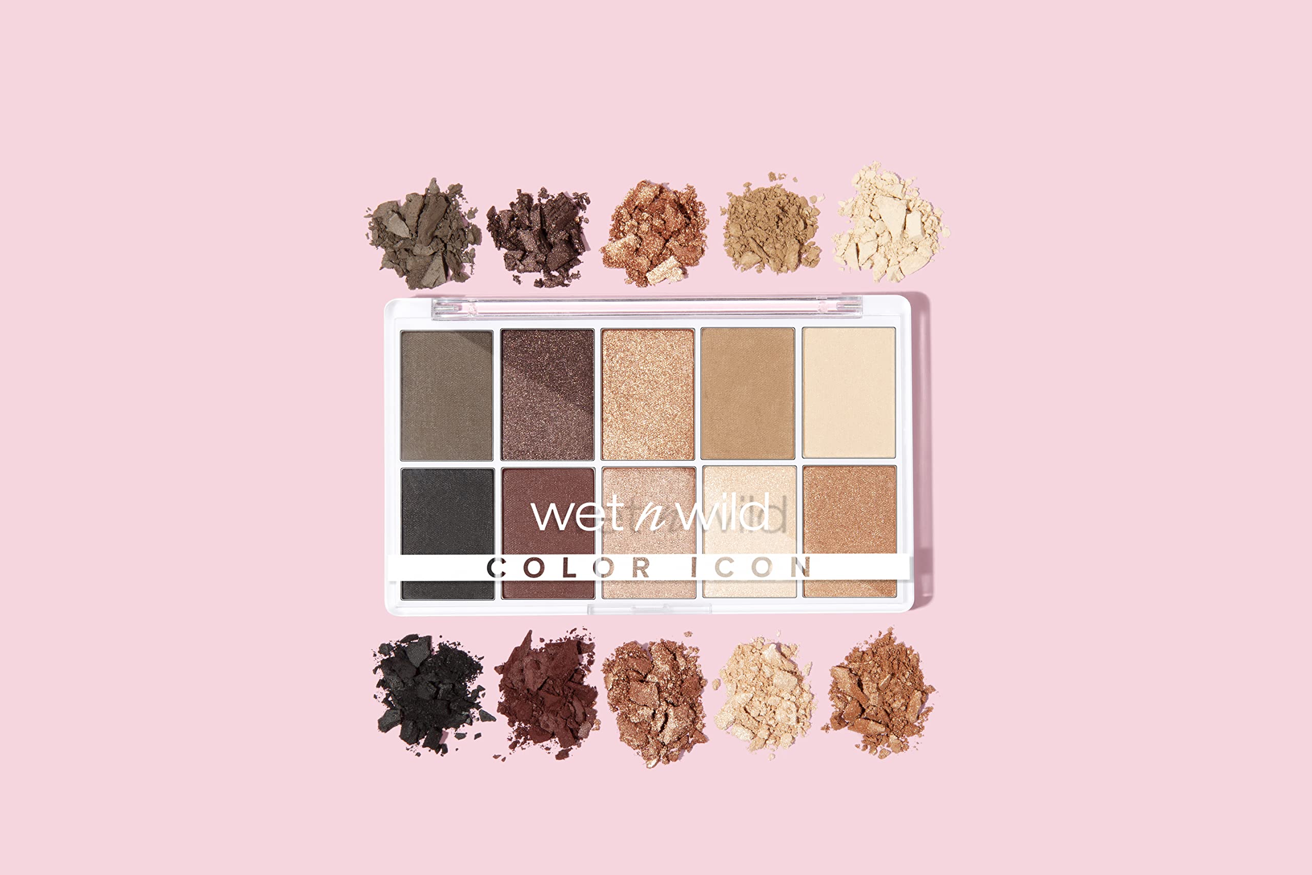 Wet n Wild Color Icon 10 Pan Palette, Ögonskuggspalett med 10 Ljusa och Matta Ögonskuggsfärger för Dag och Natt, Långvarig och Lättblandad Formula, Nude Awakening