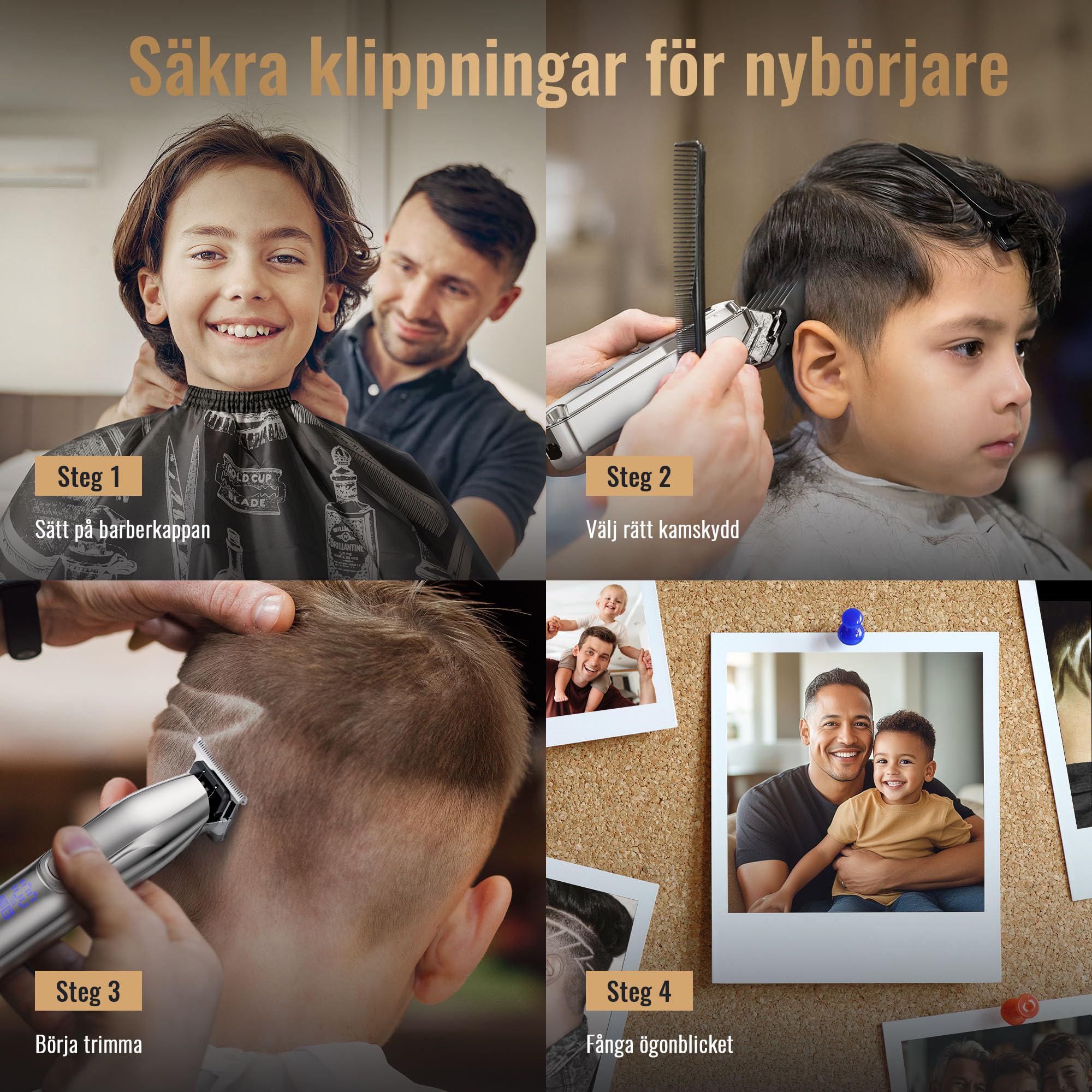 Jack & Rose set med hårklippare och trimmer, sladdlösa hårklippare för män, frisörset