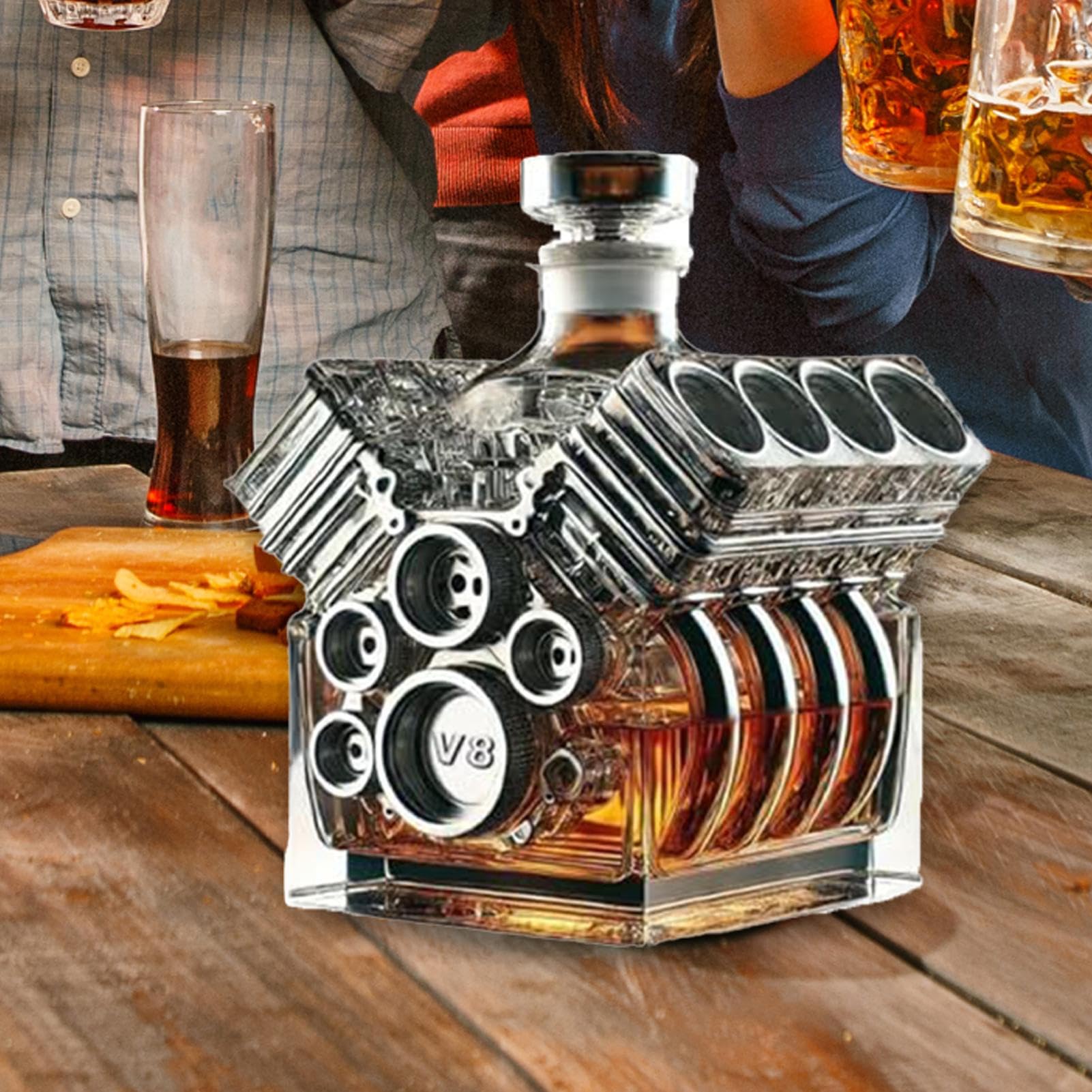 Decanters for Alcohol, Whisky Decanter, V8 Motorer Formar Alkohol Decanter Bottle, Vin Dispenser Home Bar Decoration for Kitchen Restaurant vardagsrum